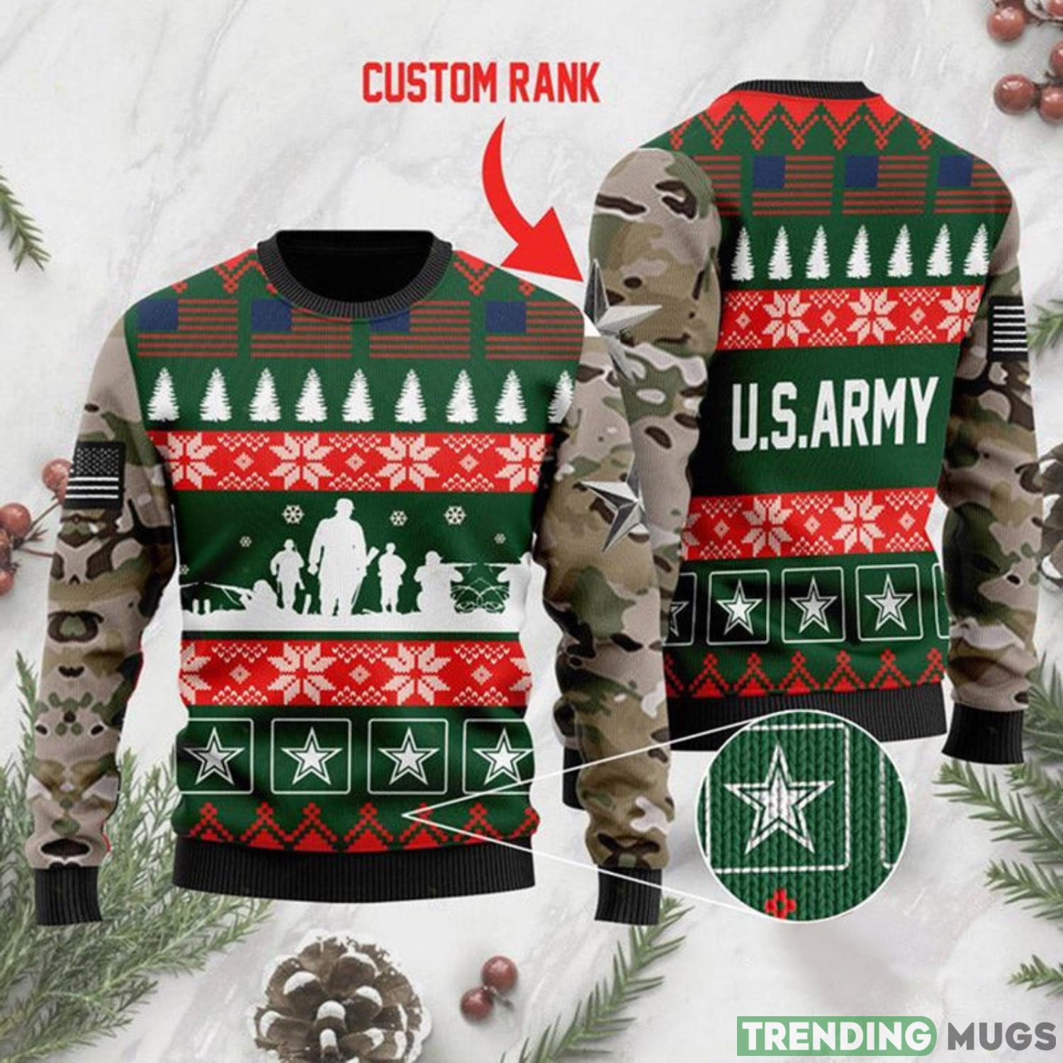 Custom Name US Army Ugly Christmas Sweater Product Photo 1 Custom Name US Army Ugly Christmas Sweater Product Photo 1