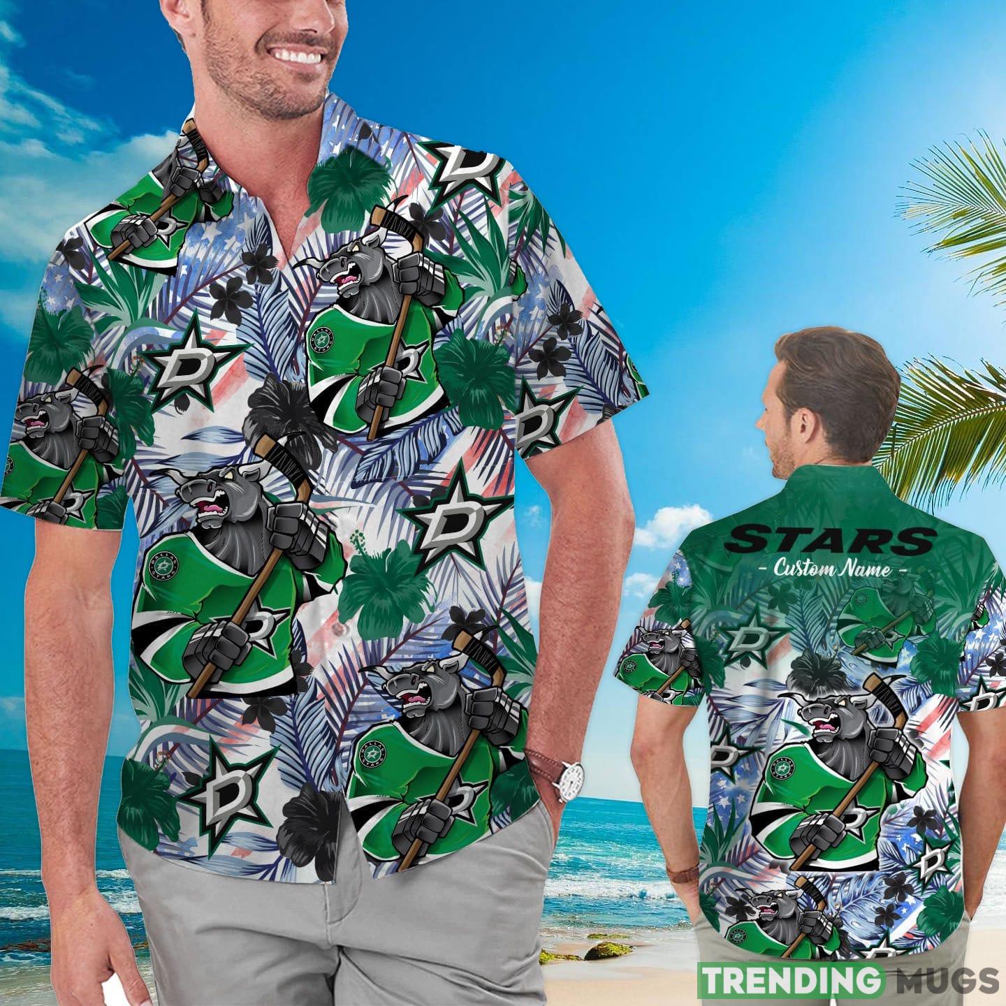 Dallas Stars Tropical Floral Custom Name Aloha Hawaiian Shirt Product Photo 1 Dallas Stars Tropical Floral Custom Name Aloha Hawaiian Shirt Product Photo 1