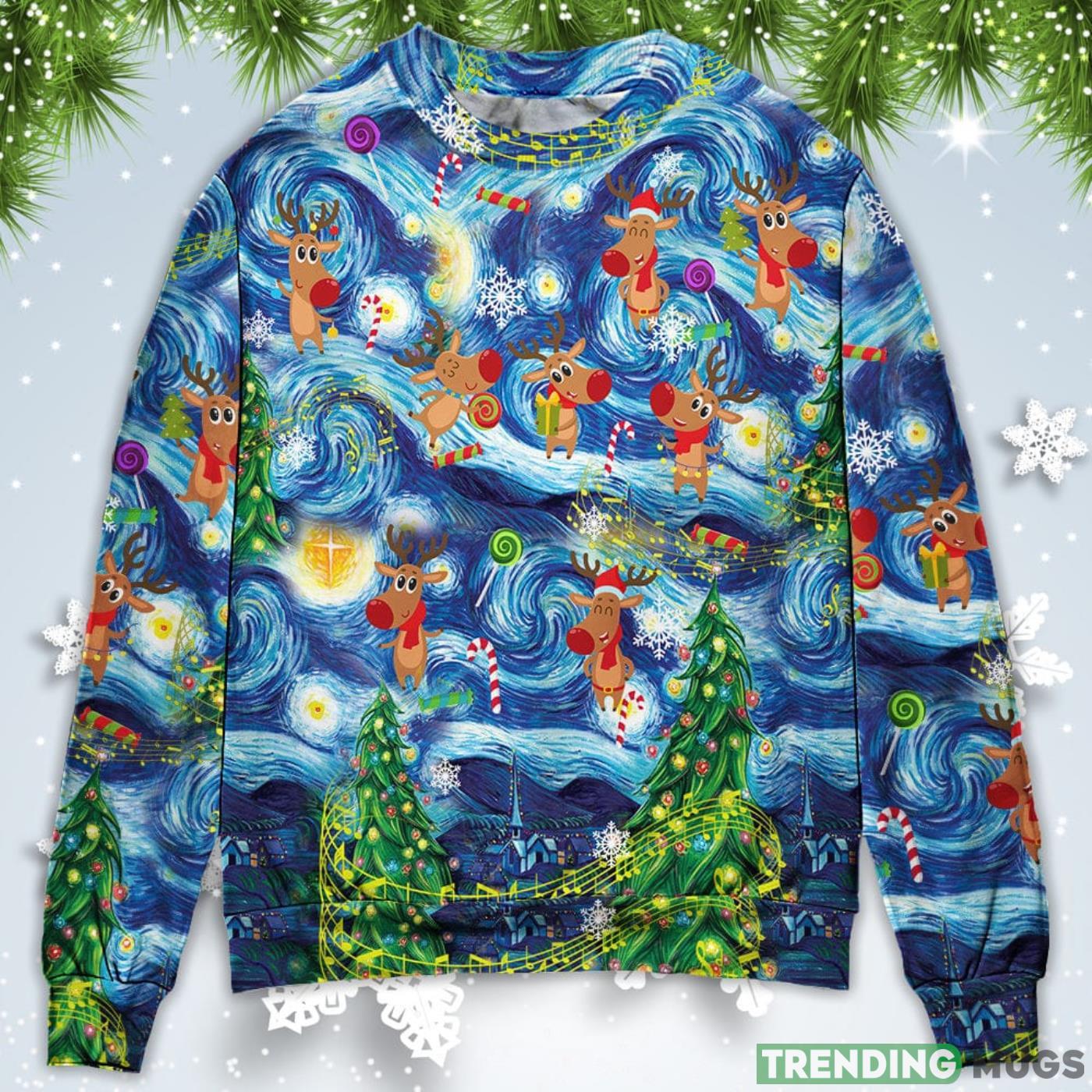 Dancing Reindeers Happy Christmas Sweatshirt Sweater Sweater Dancing Reindeers Happy Christmas Sweatshirt Sweater Sweater