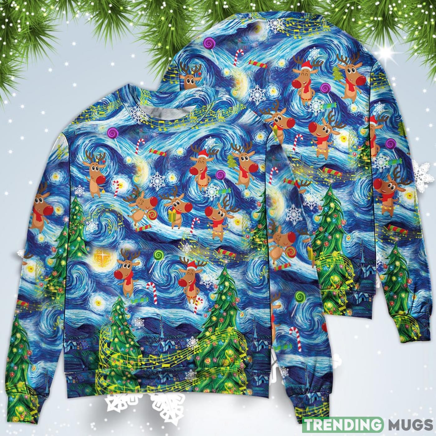 Dancing Reindeers Happy Christmas Sweatshirt Sweater Sweater Dancing Reindeers Happy Christmas Sweatshirt Sweater Sweater