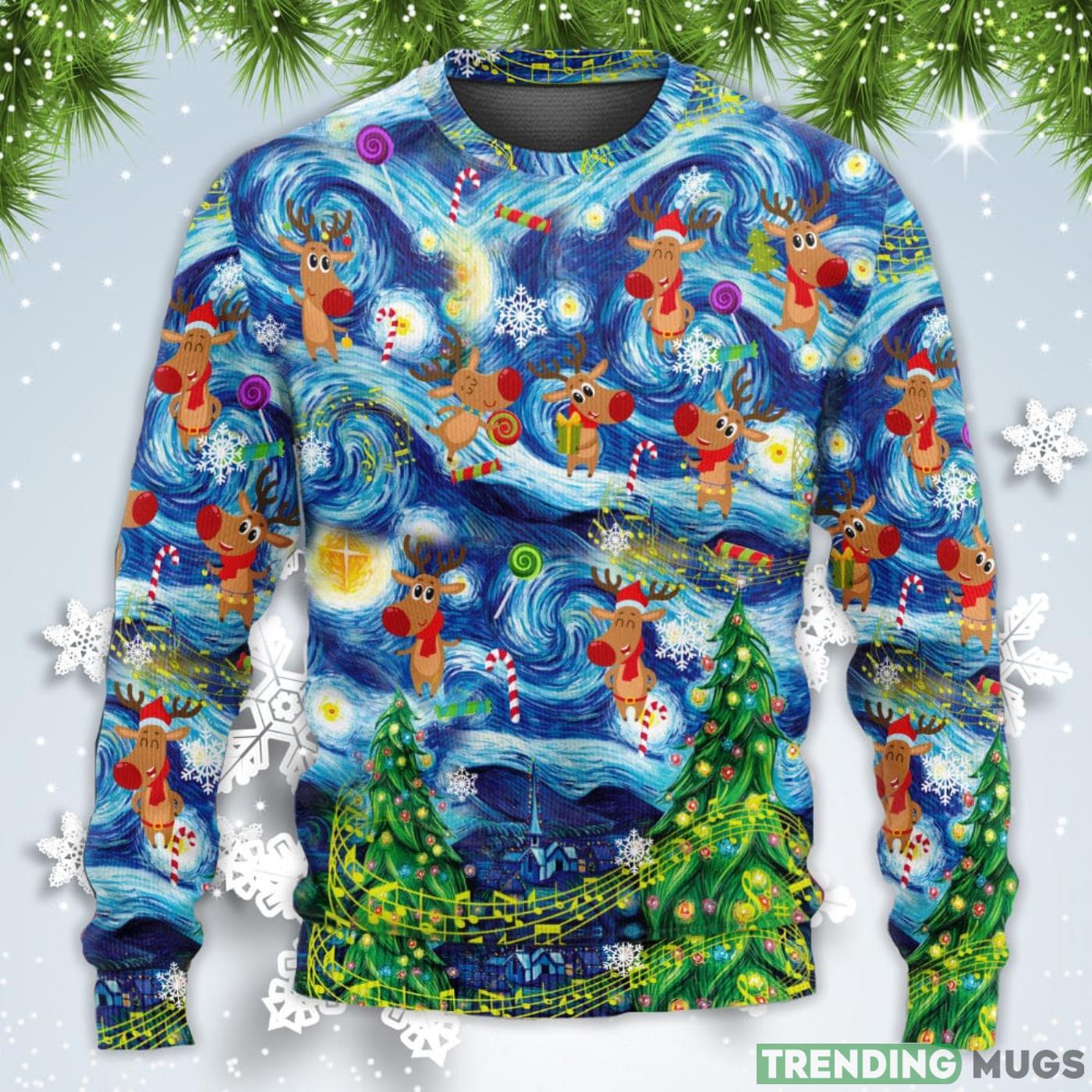 Dancing Reindeers Happy Christmas Sweatshirt Sweater Sweater Dancing Reindeers Happy Christmas Sweatshirt Sweater Sweater