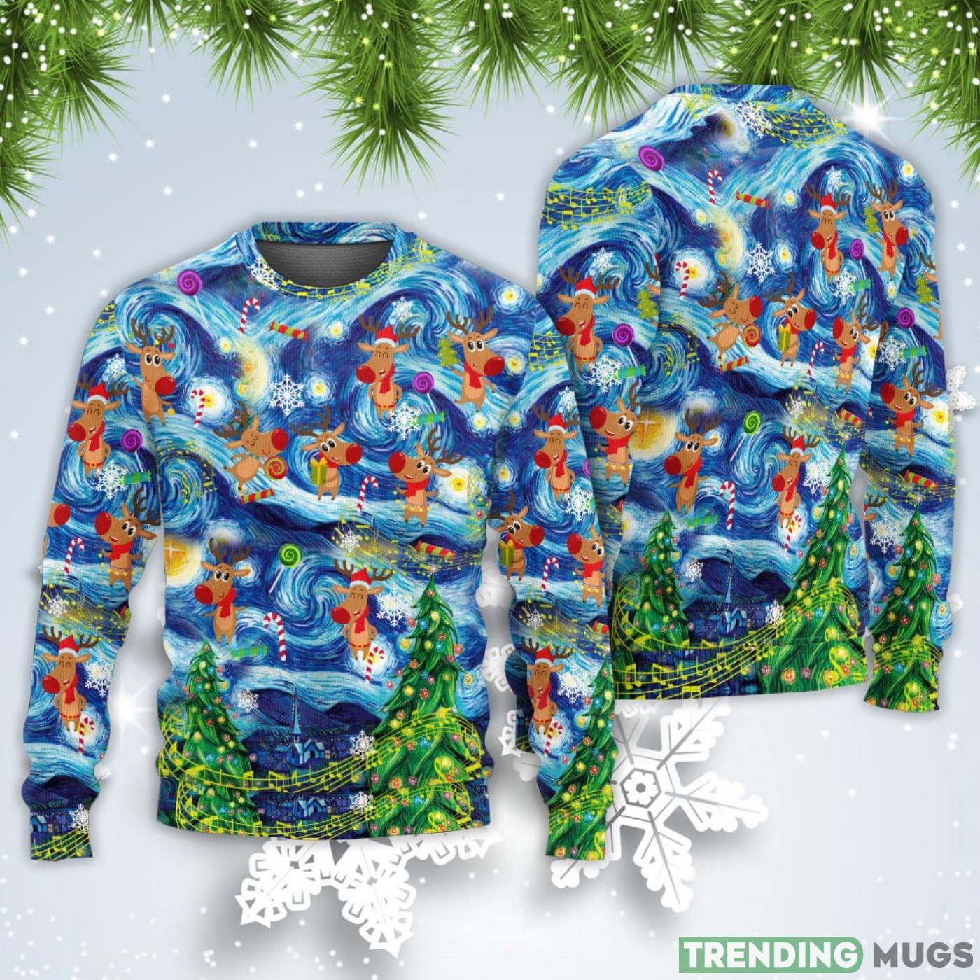 Dancing Reindeers Happy Christmas Sweatshirt Sweater Sweater Dancing Reindeers Happy Christmas Sweatshirt Sweater Sweater