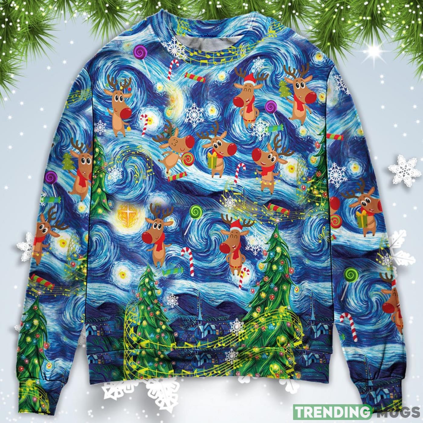 Dancing Reindeers Happy Christmas Sweatshirt Sweater Product Photo 1 Dancing Reindeers Happy Christmas Sweatshirt Sweater Product Photo 1