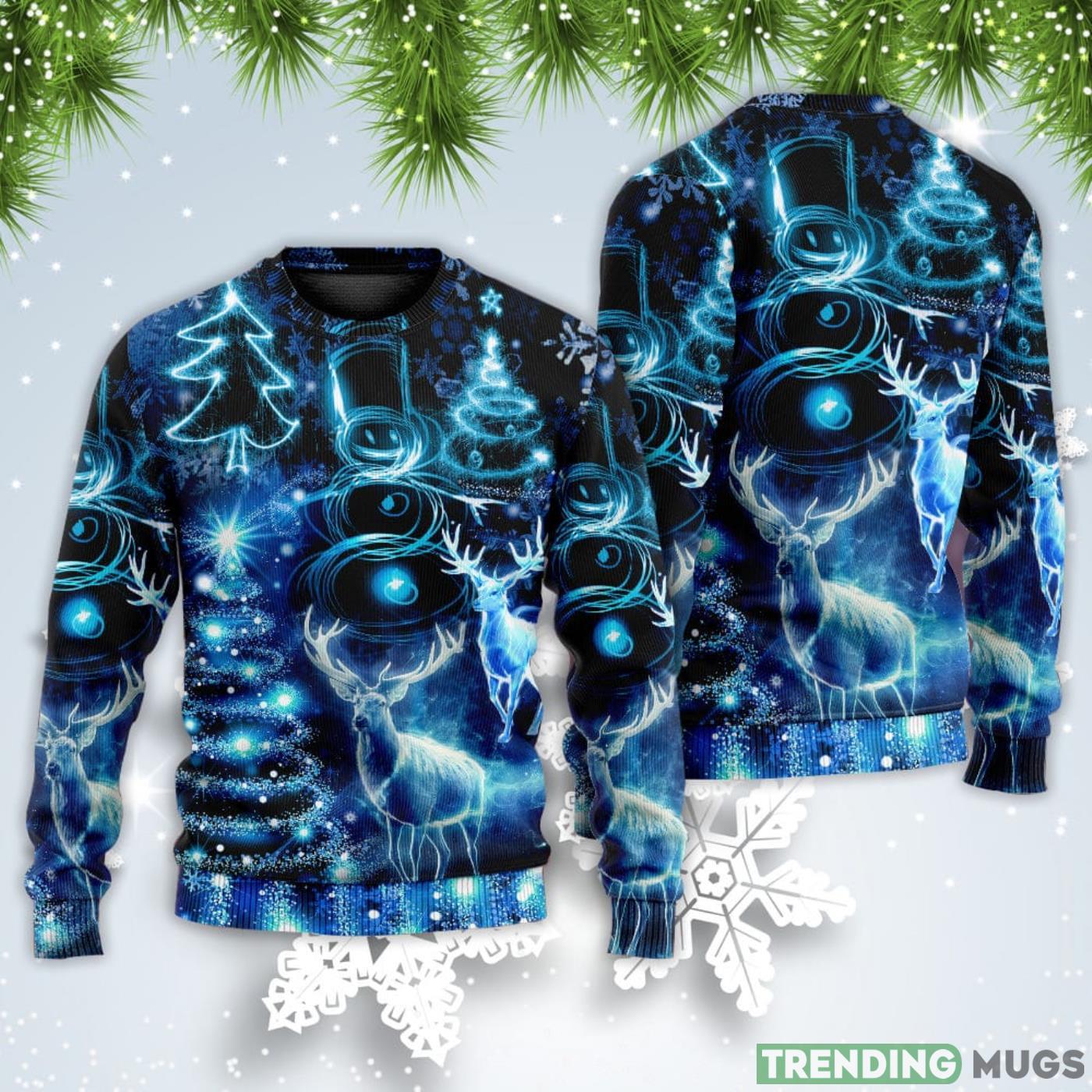 Deer Snowman Tree Glow Light Style Christmas Sweatshirt Sweater Sweater Deer Snowman Tree Glow Light Style Christmas Sweatshirt Sweater Sweater
