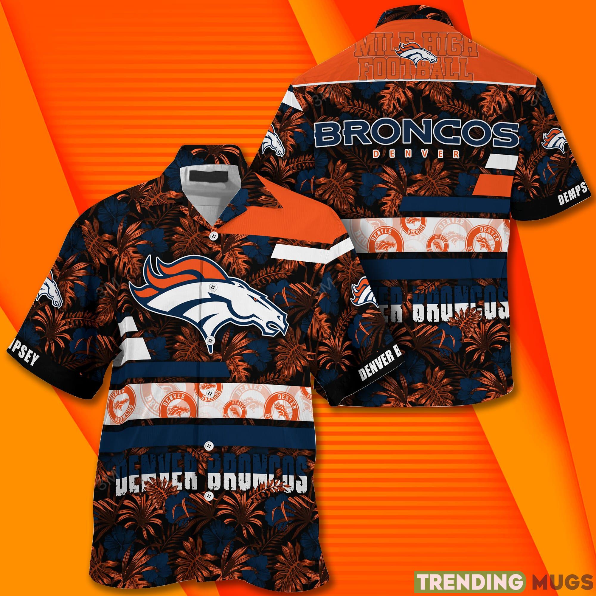 Denver Broncos NFL Custom Name Short Sleeves Hawaiian Shirt Product Photo 1 Denver Broncos NFL Custom Name Short Sleeves Hawaiian Shirt Product Photo 1