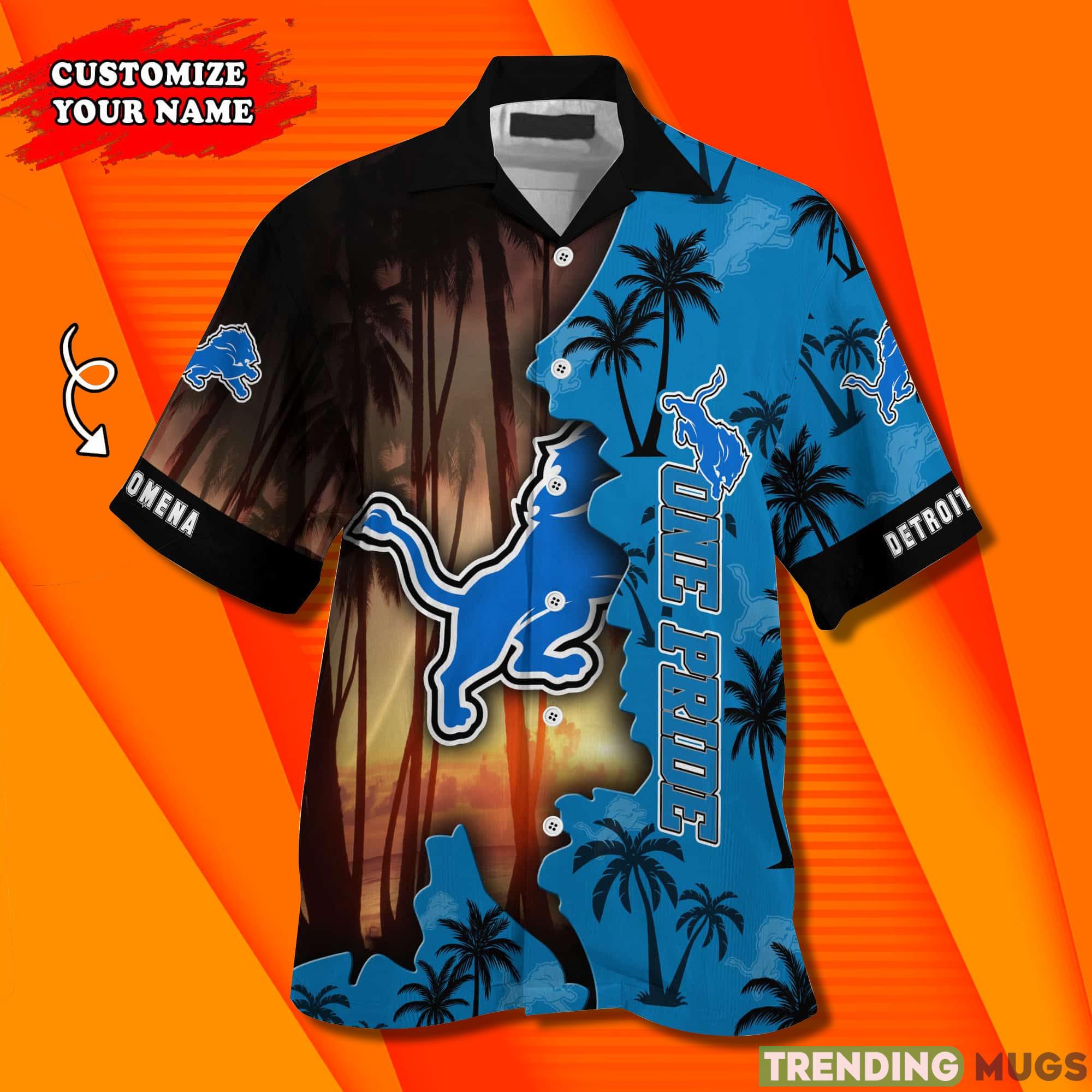 Detroit Lions NF And Tropical Pattern Custom Name Hawaiian Shirt Hawaiian Shirt Detroit Lions NF And Tropical Pattern Custom Name Hawaiian Shirt Hawaiian Shirt
