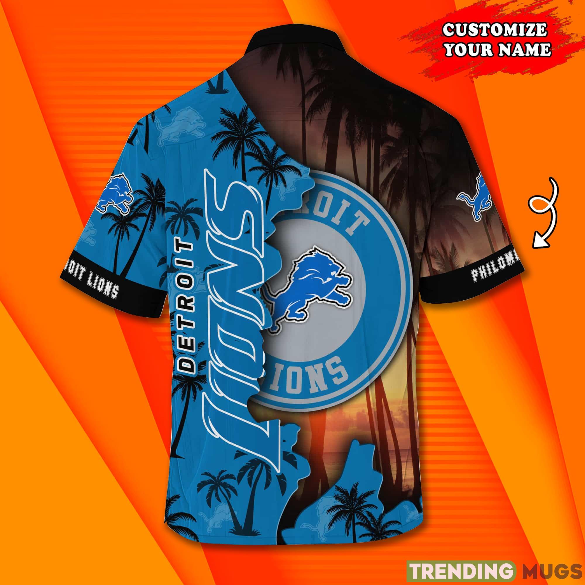 Detroit Lions NF And Tropical Pattern Custom Name Hawaiian Shirt Product Photo 1 Detroit Lions NF And Tropical Pattern Custom Name Hawaiian Shirt Product Photo 1