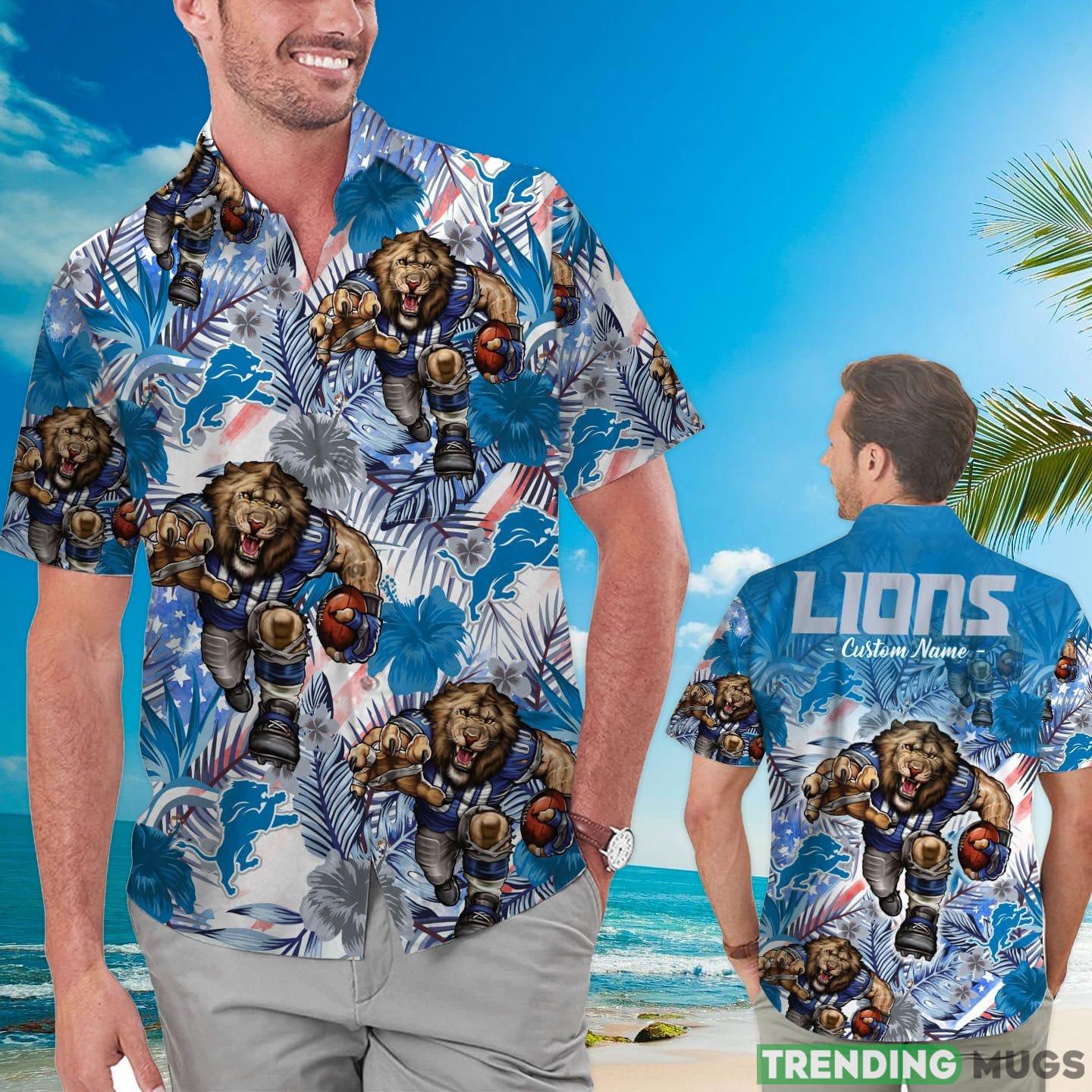Detroit Lions Tropical Floral Custom Name Aloha Hawaiian Shirt Product Photo 1 Detroit Lions Tropical Floral Custom Name Aloha Hawaiian Shirt Product Photo 1