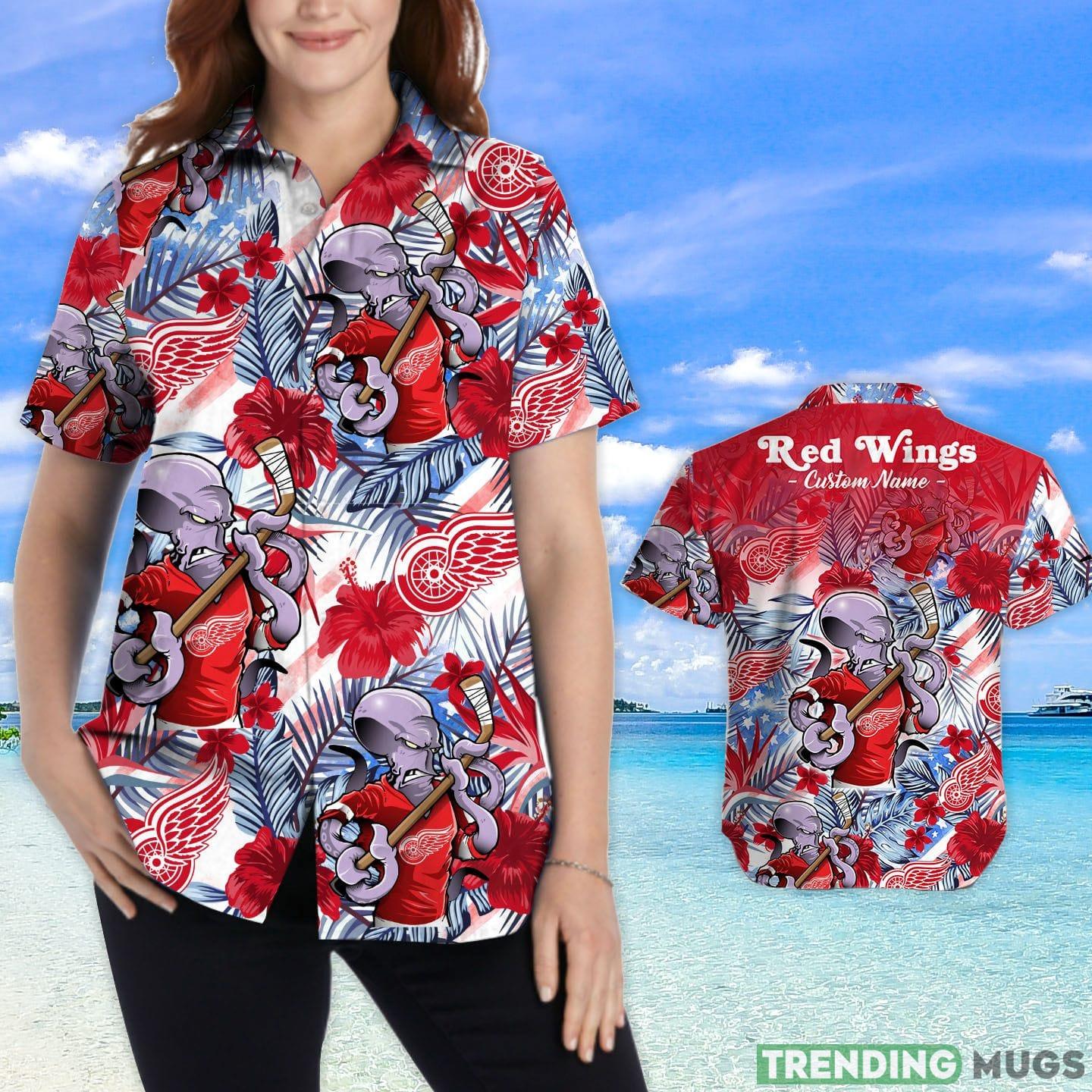 Detroit Red Wings Tropical Floral Custom Name Aloha Hawaiian Shirt Hawaiian Shirt Detroit Red Wings Tropical Floral Custom Name Aloha Hawaiian Shirt Hawaiian Shirt