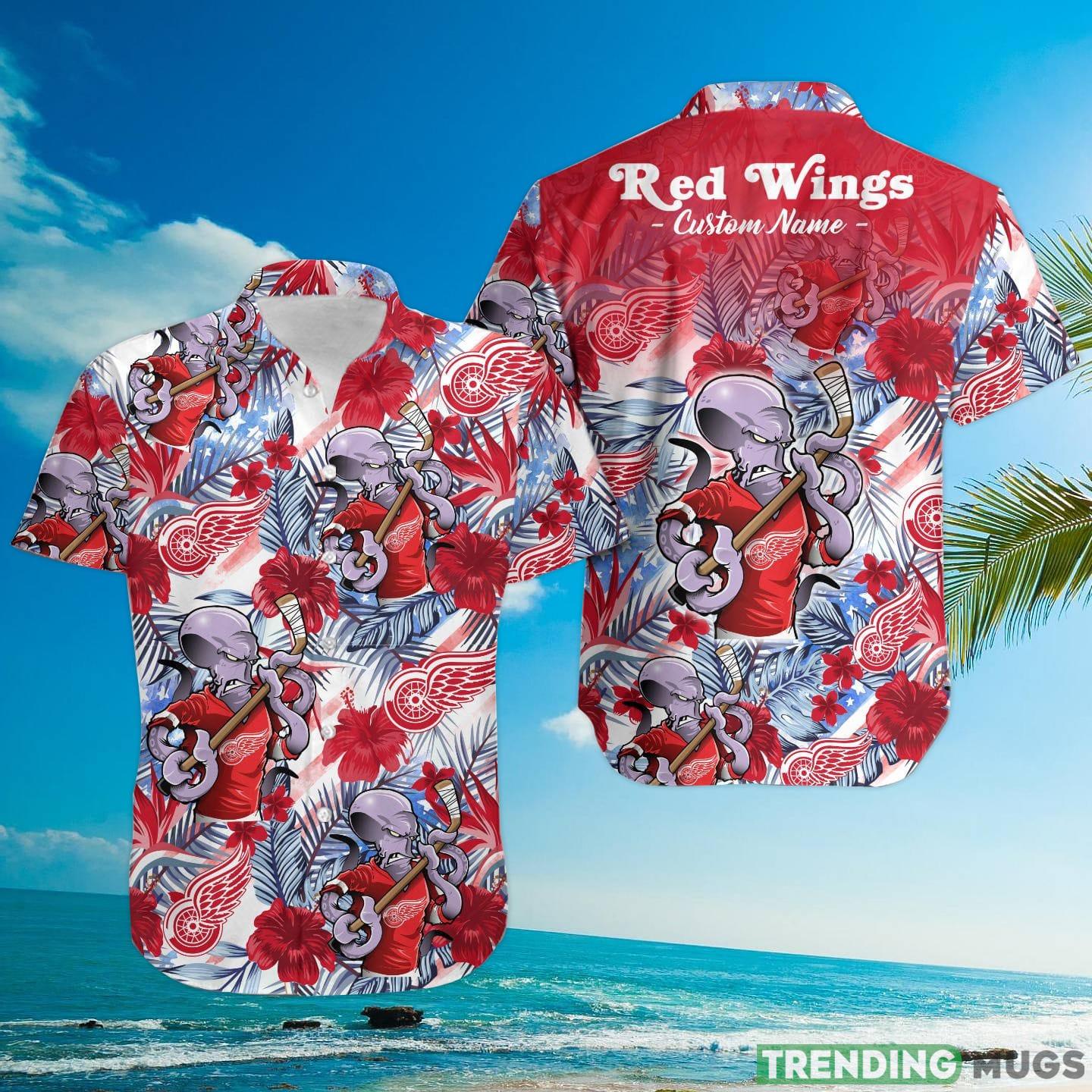 Detroit Red Wings Tropical Floral Custom Name Aloha Hawaiian Shirt Hawaiian Shirt Detroit Red Wings Tropical Floral Custom Name Aloha Hawaiian Shirt Hawaiian Shirt