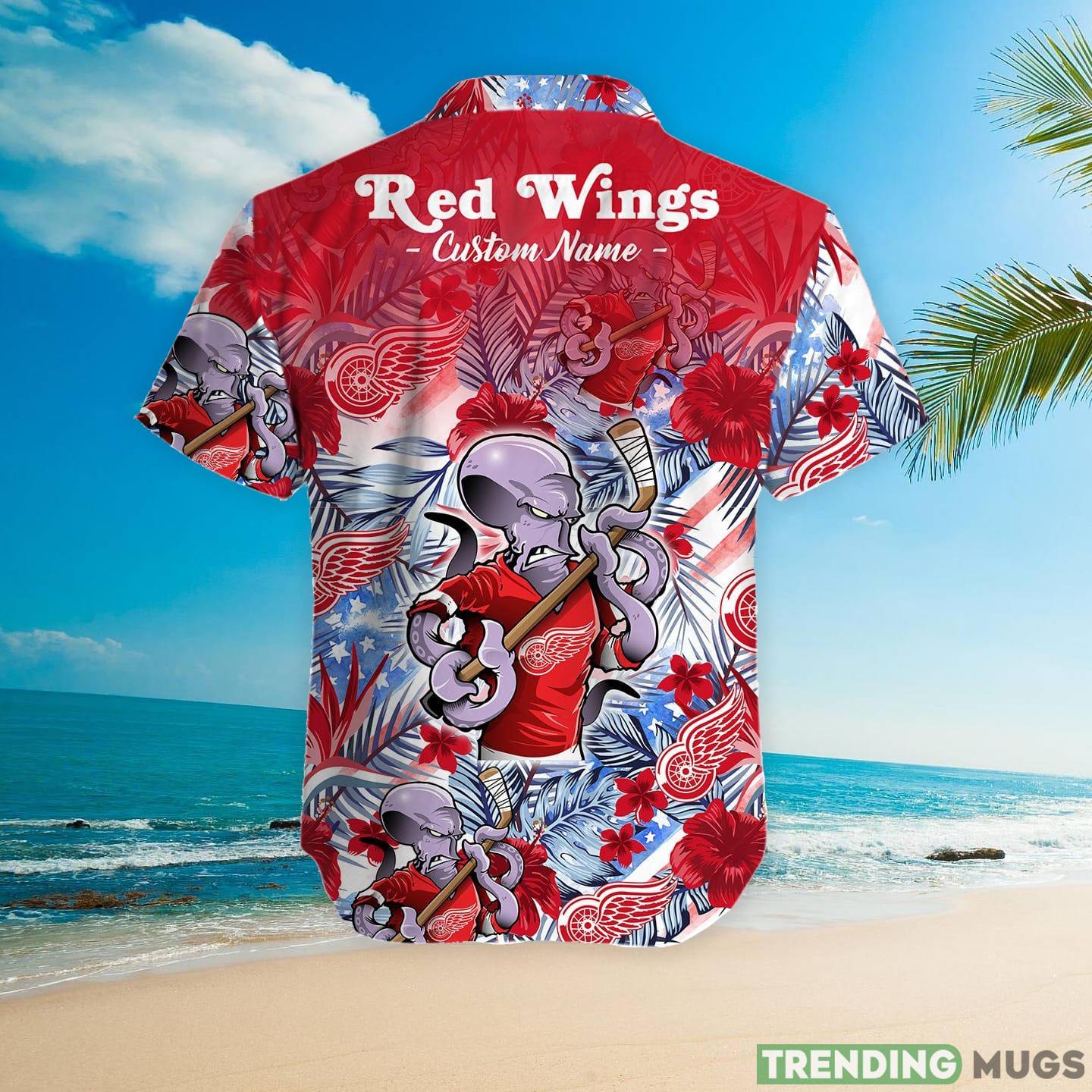 Detroit Red Wings Tropical Floral Custom Name Aloha Hawaiian Shirt Hawaiian Shirt Detroit Red Wings Tropical Floral Custom Name Aloha Hawaiian Shirt Hawaiian Shirt
