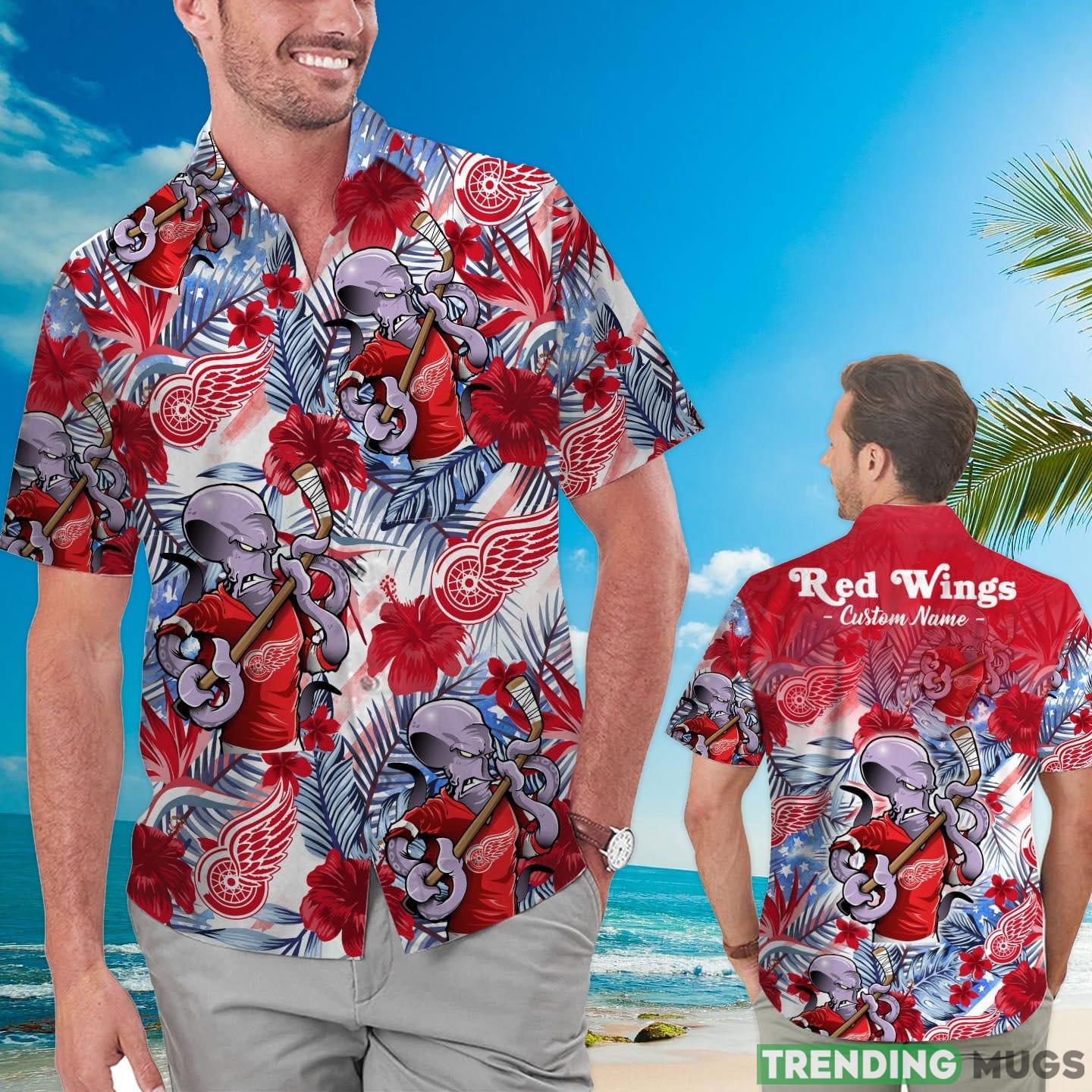 Detroit Red Wings Tropical Floral Custom Name Aloha Hawaiian Shirt Product Photo 1 Detroit Red Wings Tropical Floral Custom Name Aloha Hawaiian Shirt Product Photo 1