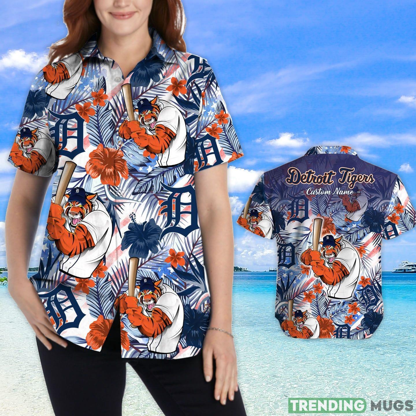 Detroit Tigers Tropical Floral Custom Name Aloha Hawaiian Shirt Hawaiian Shirt Detroit Tigers Tropical Floral Custom Name Aloha Hawaiian Shirt Hawaiian Shirt