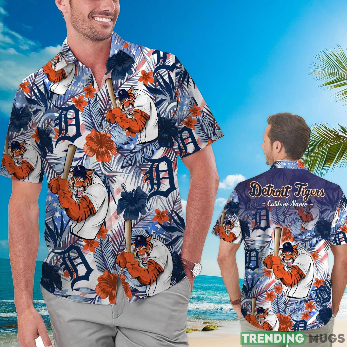 Detroit Tigers Tropical Floral Custom Name Aloha Hawaiian Shirt Product Photo 1 Detroit Tigers Tropical Floral Custom Name Aloha Hawaiian Shirt Product Photo 1