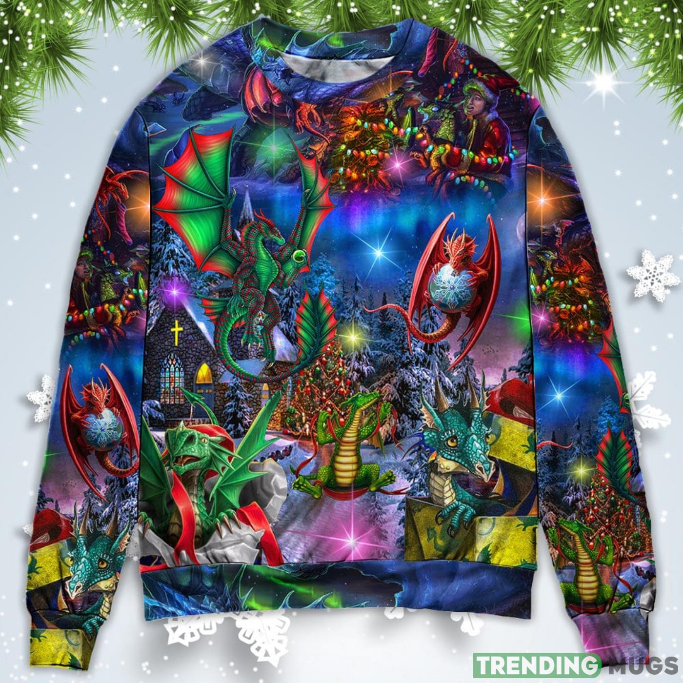 Dragon Light Art Style Christmas Sweatshirt Sweater Sweater Dragon Light Art Style Christmas Sweatshirt Sweater Sweater