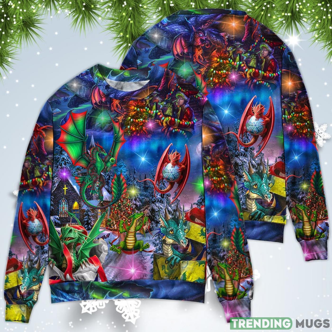 Dragon Light Art Style Christmas Sweatshirt Sweater Sweater Dragon Light Art Style Christmas Sweatshirt Sweater Sweater