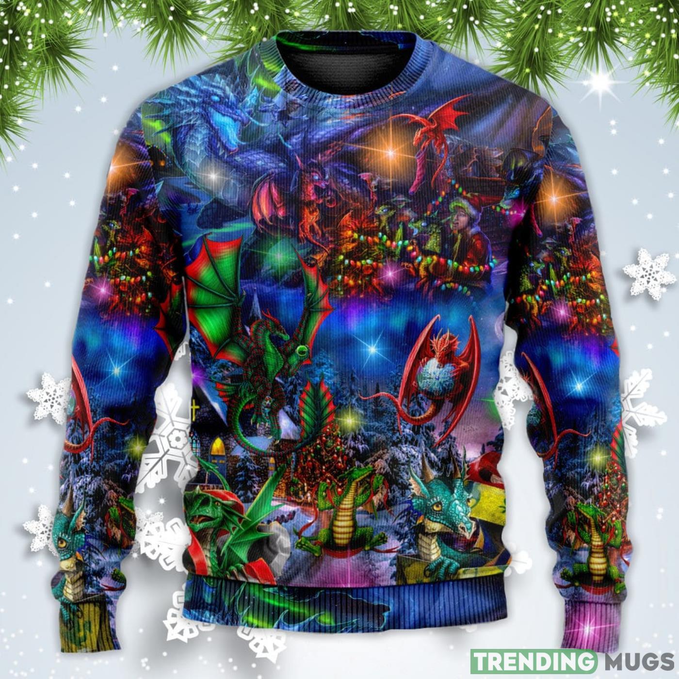 Dragon Light Art Style Christmas Sweatshirt Sweater Sweater Dragon Light Art Style Christmas Sweatshirt Sweater Sweater