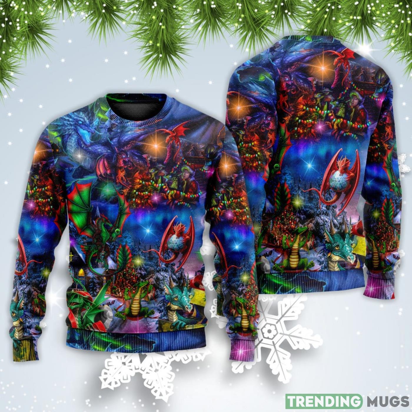 Dragon Light Art Style Christmas Sweatshirt Sweater Sweater Dragon Light Art Style Christmas Sweatshirt Sweater Sweater