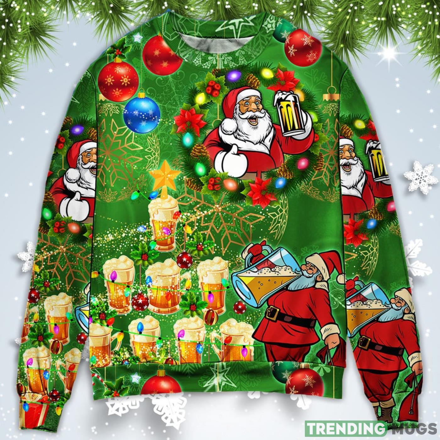 Funny Santa Claus Drinking Beer Happy Tree Green Light Christmas Sweatshirt Sweater Sweater Funny Santa Claus Drinking Beer Happy Tree Green Light Christmas Sweatshirt Sweater Sweater