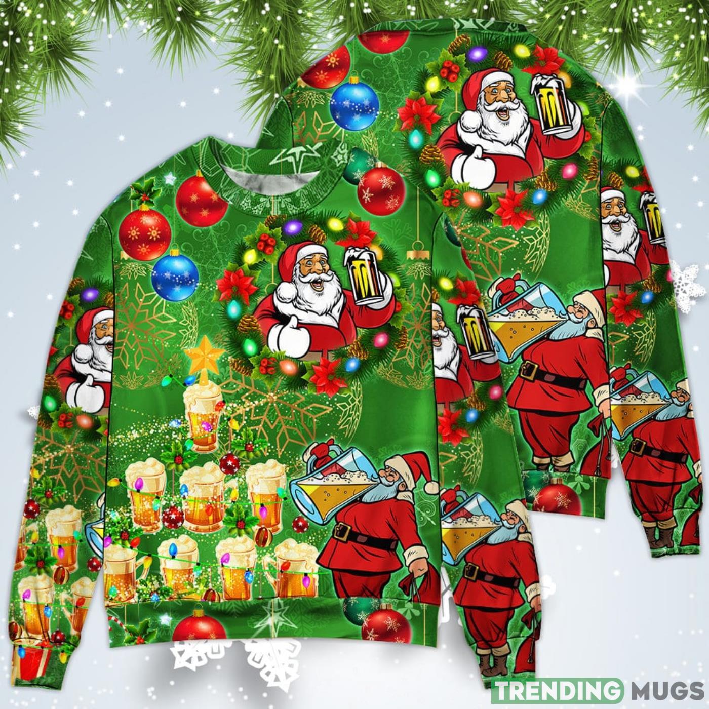 Funny Santa Claus Drinking Beer Happy Tree Green Light Christmas Sweatshirt Sweater Sweater Funny Santa Claus Drinking Beer Happy Tree Green Light Christmas Sweatshirt Sweater Sweater