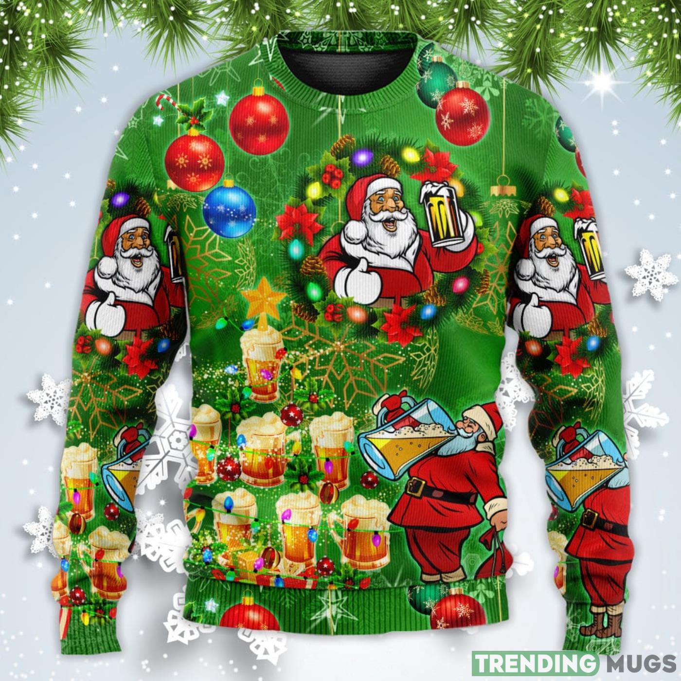 Funny Santa Claus Drinking Beer Happy Tree Green Light Christmas Sweatshirt Sweater Sweater Funny Santa Claus Drinking Beer Happy Tree Green Light Christmas Sweatshirt Sweater Sweater