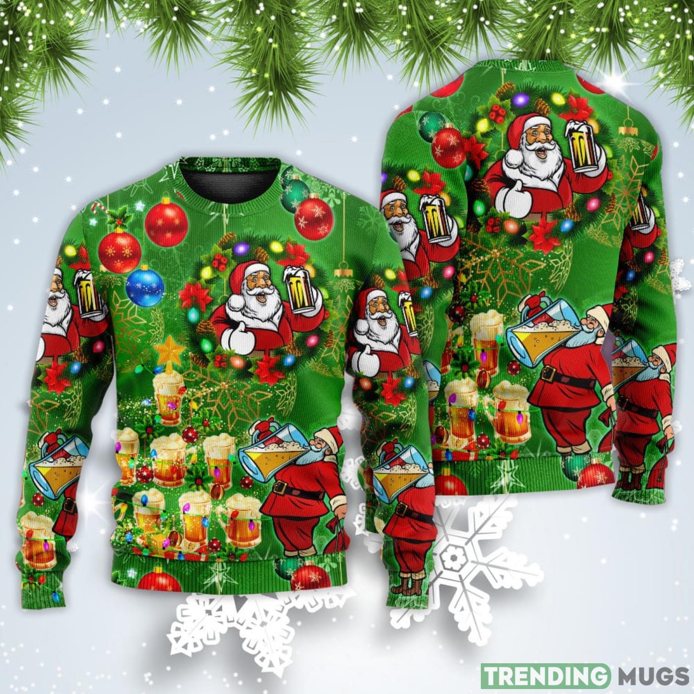 Funny Santa Claus Drinking Beer Happy Tree Green Light Christmas Sweatshirt Sweater Sweater Funny Santa Claus Drinking Beer Happy Tree Green Light Christmas Sweatshirt Sweater Sweater