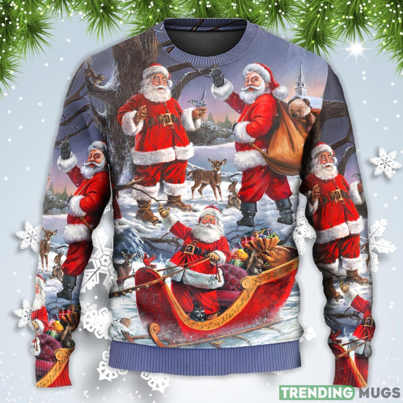 Funny Santa Claus Happy Xmas Is Coming Art Style Christmas Sweatshirt Sweater GCI Sweater Funny Santa Claus Happy Xmas Is Coming Art Style Christmas Sweatshirt Sweater GCI Sweater