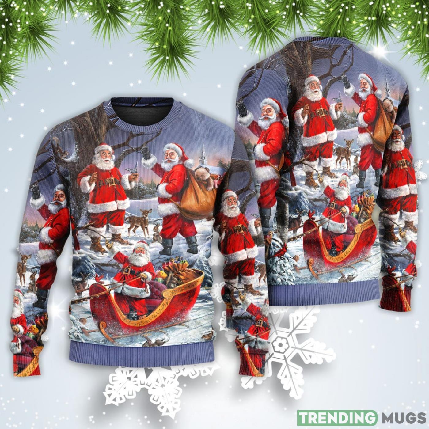 Funny Santa Claus Happy Xmas Is Coming Art Style Christmas Sweatshirt Sweater GCI Sweater Funny Santa Claus Happy Xmas Is Coming Art Style Christmas Sweatshirt Sweater GCI Sweater