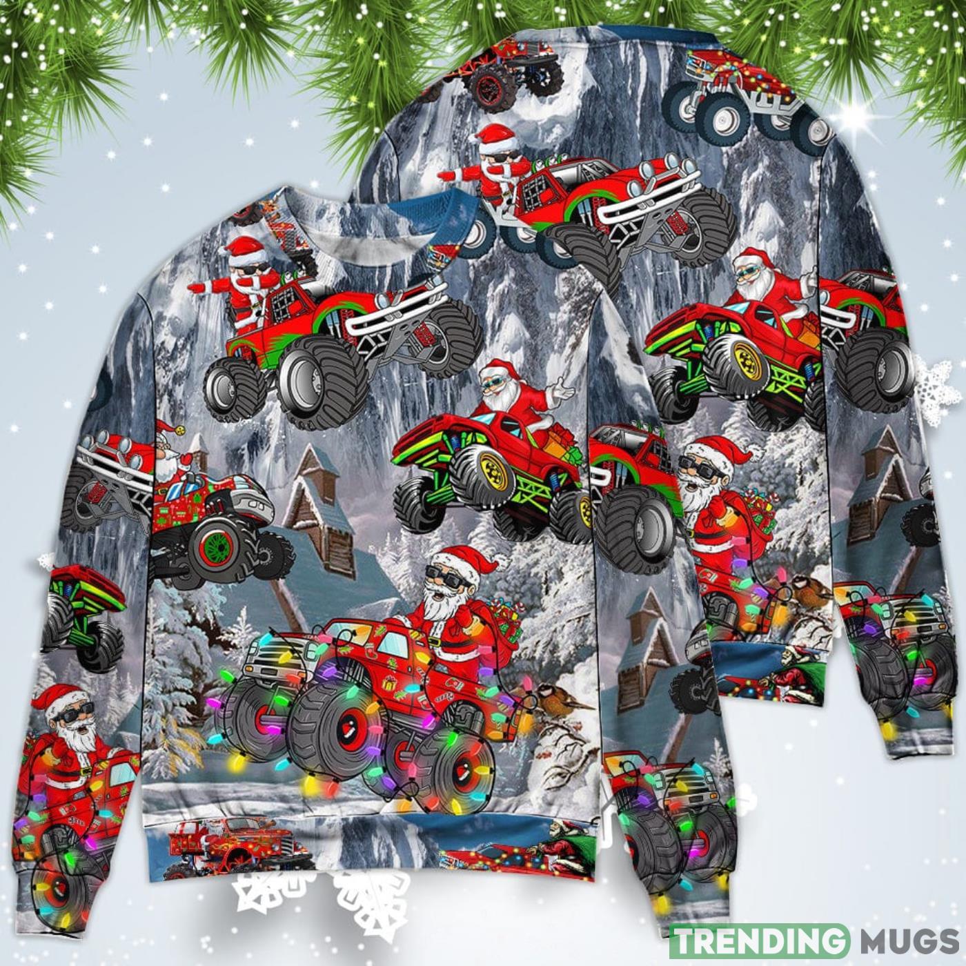 Funny Santa Claus Riding Red Truck Snow Mountain Christmas Sweatshirt Sweater Sweater Funny Santa Claus Riding Red Truck Snow Mountain Christmas Sweatshirt Sweater Sweater