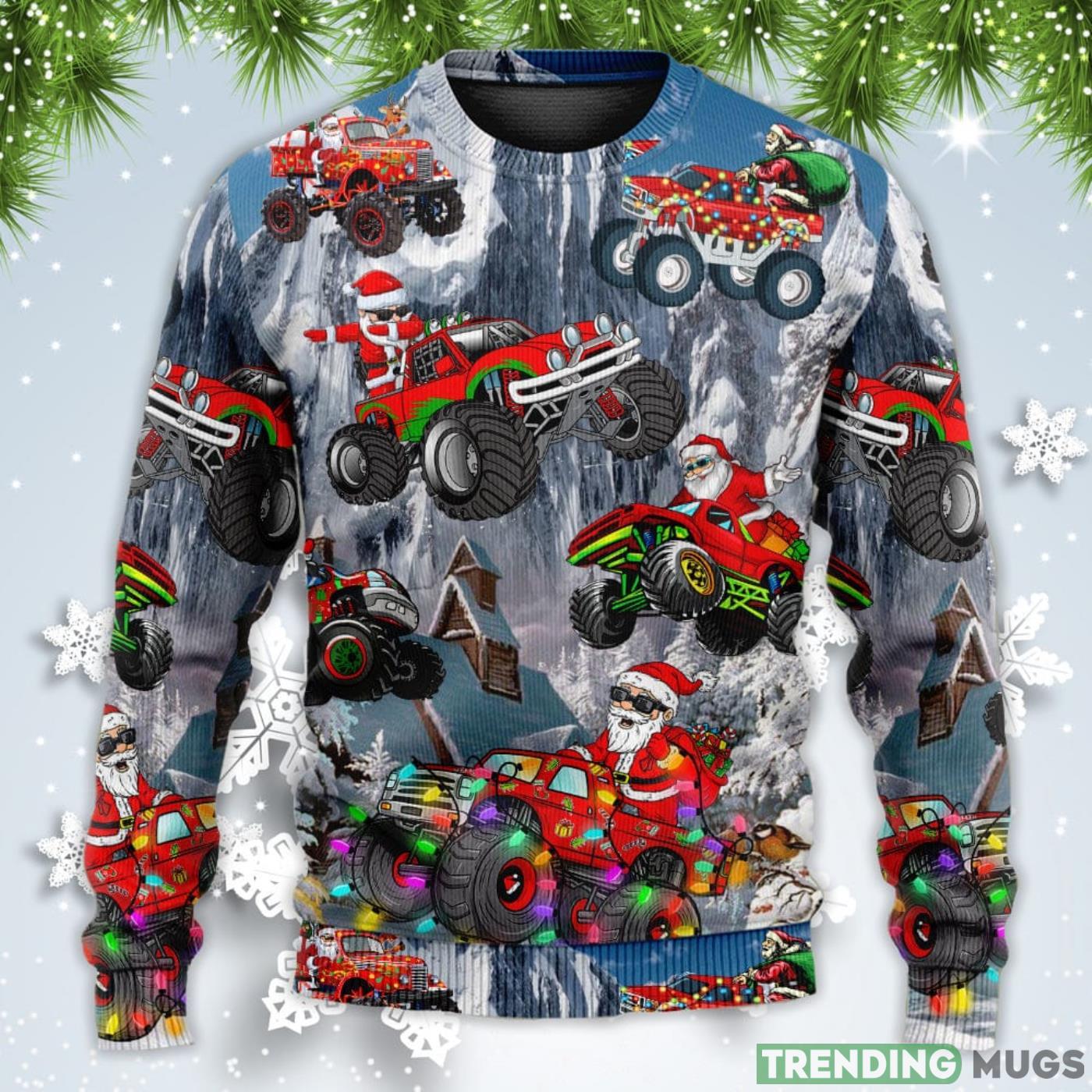 Funny Santa Claus Riding Red Truck Snow Mountain Christmas Sweatshirt Sweater Sweater Funny Santa Claus Riding Red Truck Snow Mountain Christmas Sweatshirt Sweater Sweater