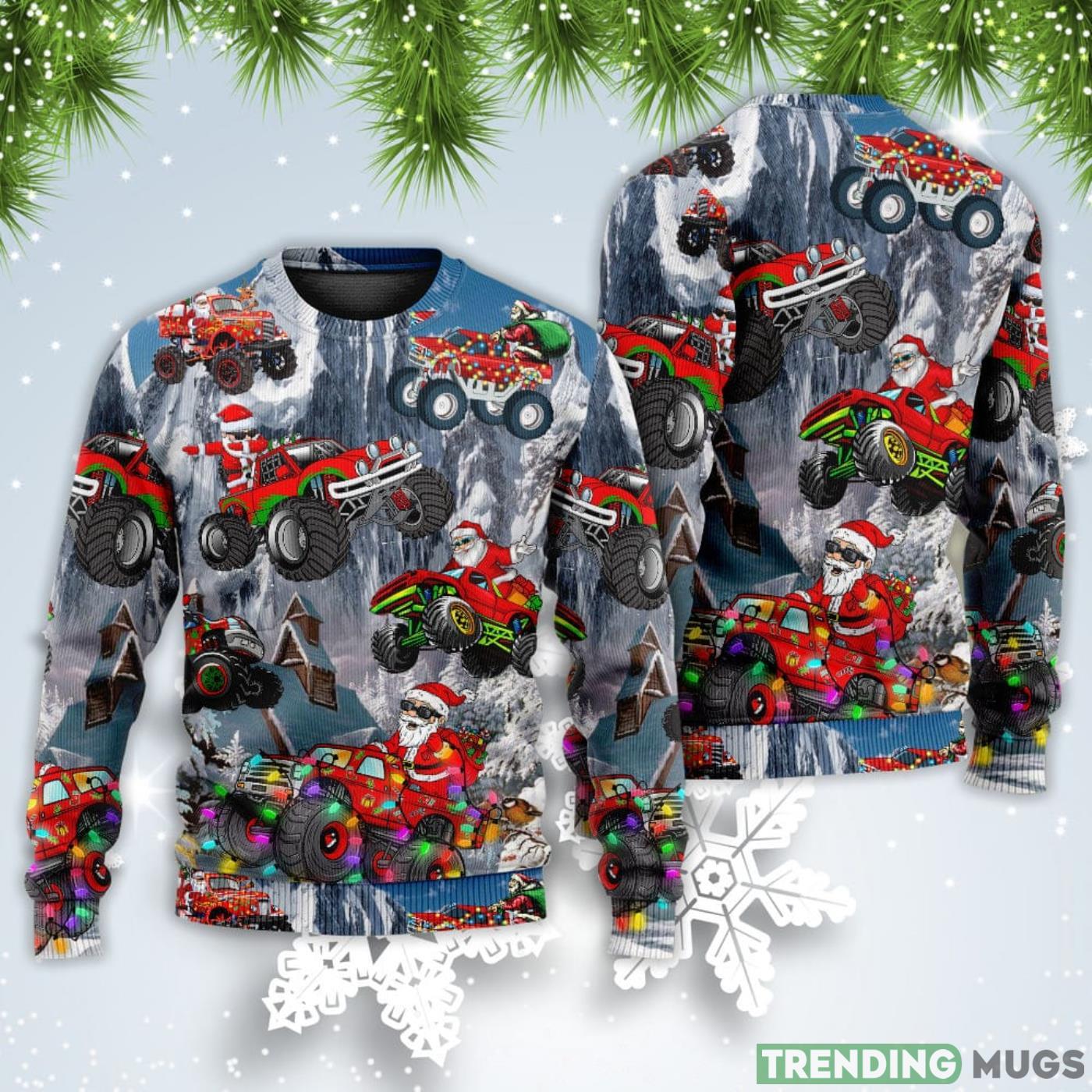 Funny Santa Claus Riding Red Truck Snow Mountain Christmas Sweatshirt Sweater Sweater Funny Santa Claus Riding Red Truck Snow Mountain Christmas Sweatshirt Sweater Sweater