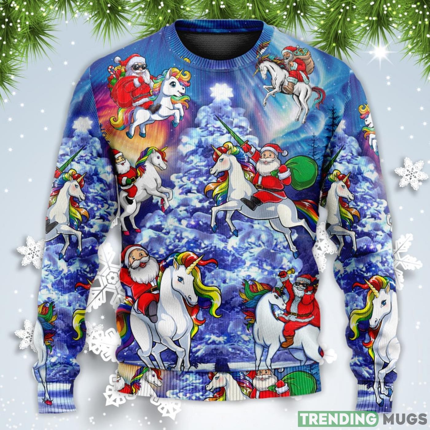 Funny Santa Claus Riding Unicorn Rainbow Sky Night Christmas Sweatshirt Sweater Sweater Funny Santa Claus Riding Unicorn Rainbow Sky Night Christmas Sweatshirt Sweater Sweater