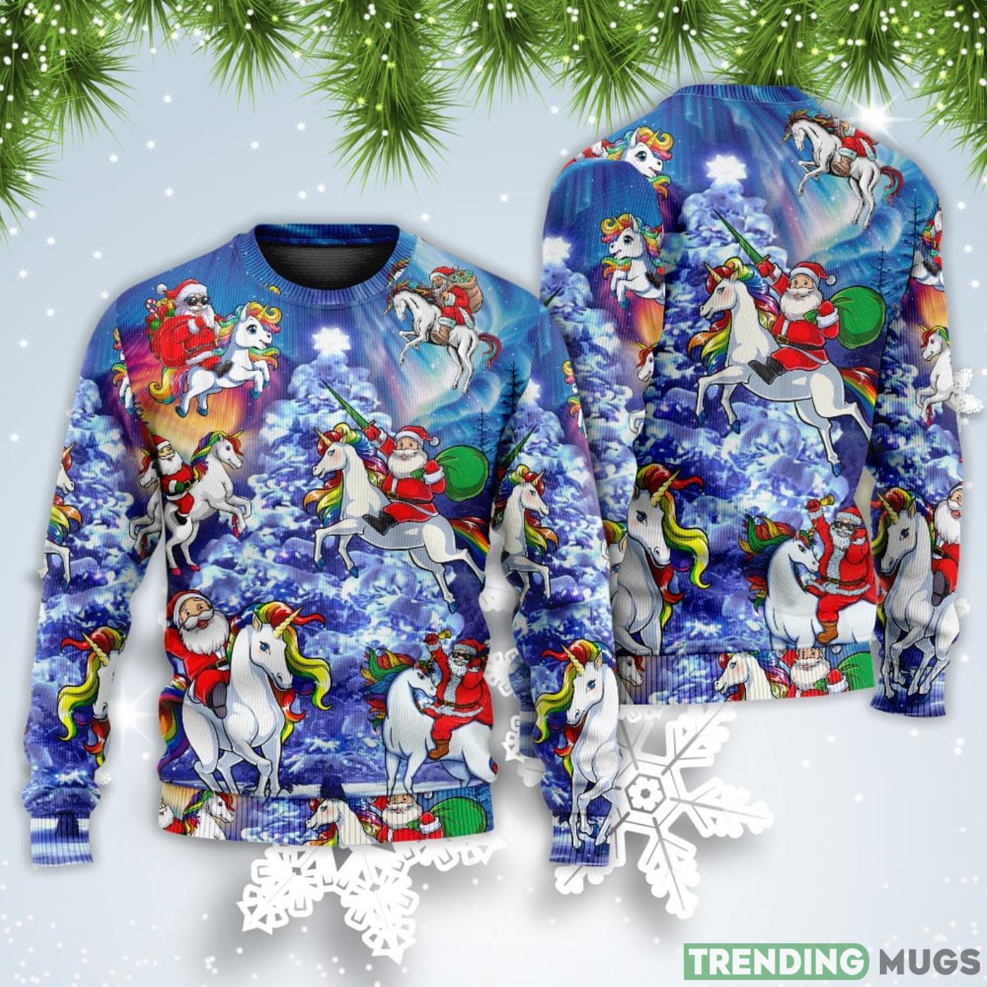 Funny Santa Claus Riding Unicorn Rainbow Sky Night Christmas Sweatshirt Sweater Sweater Funny Santa Claus Riding Unicorn Rainbow Sky Night Christmas Sweatshirt Sweater Sweater