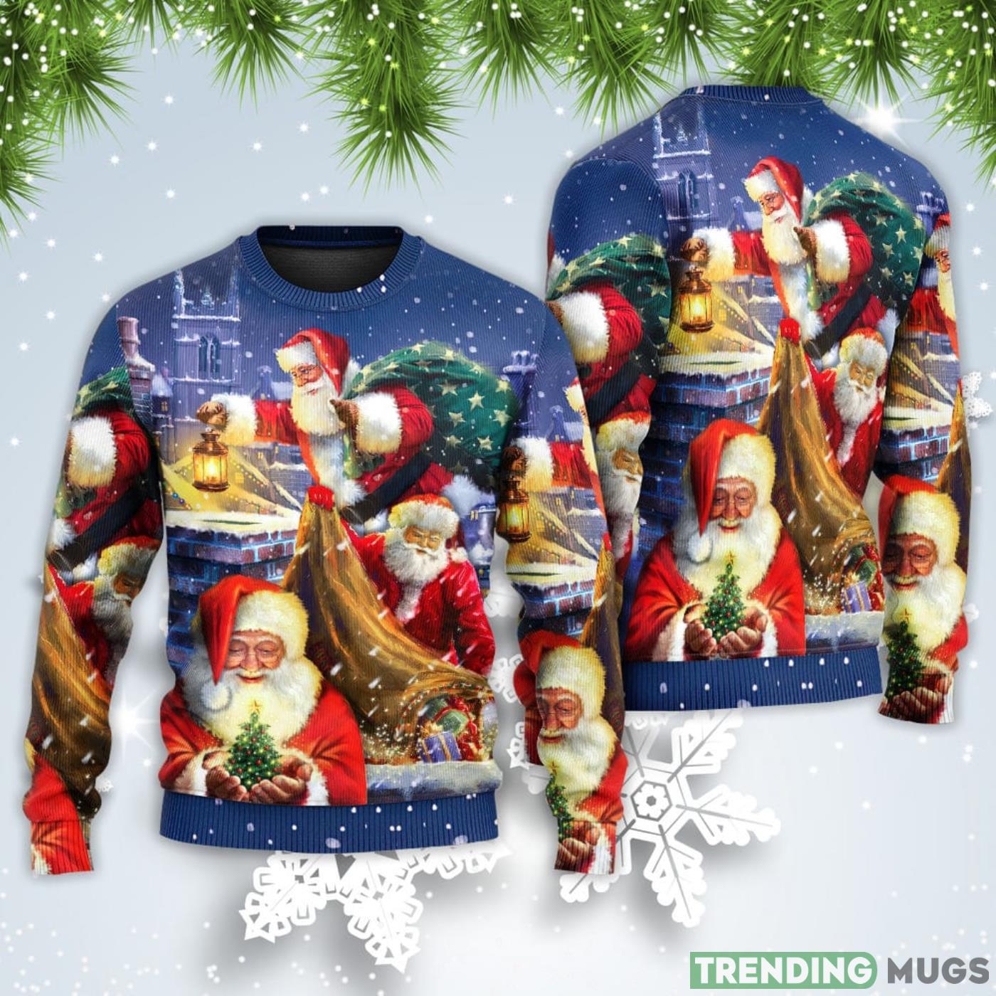 Funny Santa Claus Up On Rooftop Art Style Christmas Sweatshirt Sweater Sweater Funny Santa Claus Up On Rooftop Art Style Christmas Sweatshirt Sweater Sweater
