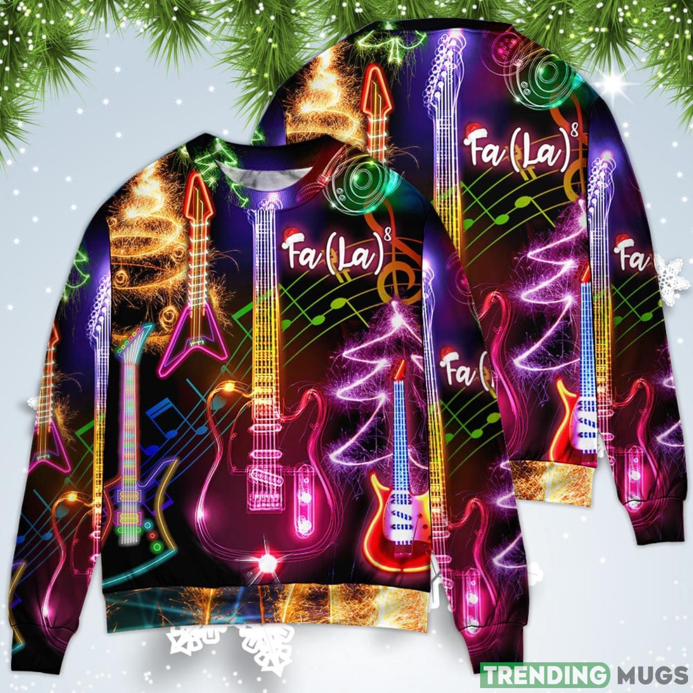 Guitar Tree Happy Glow Light Style Christmas Sweatshirt Sweater Sweater Guitar Tree Happy Glow Light Style Christmas Sweatshirt Sweater Sweater
