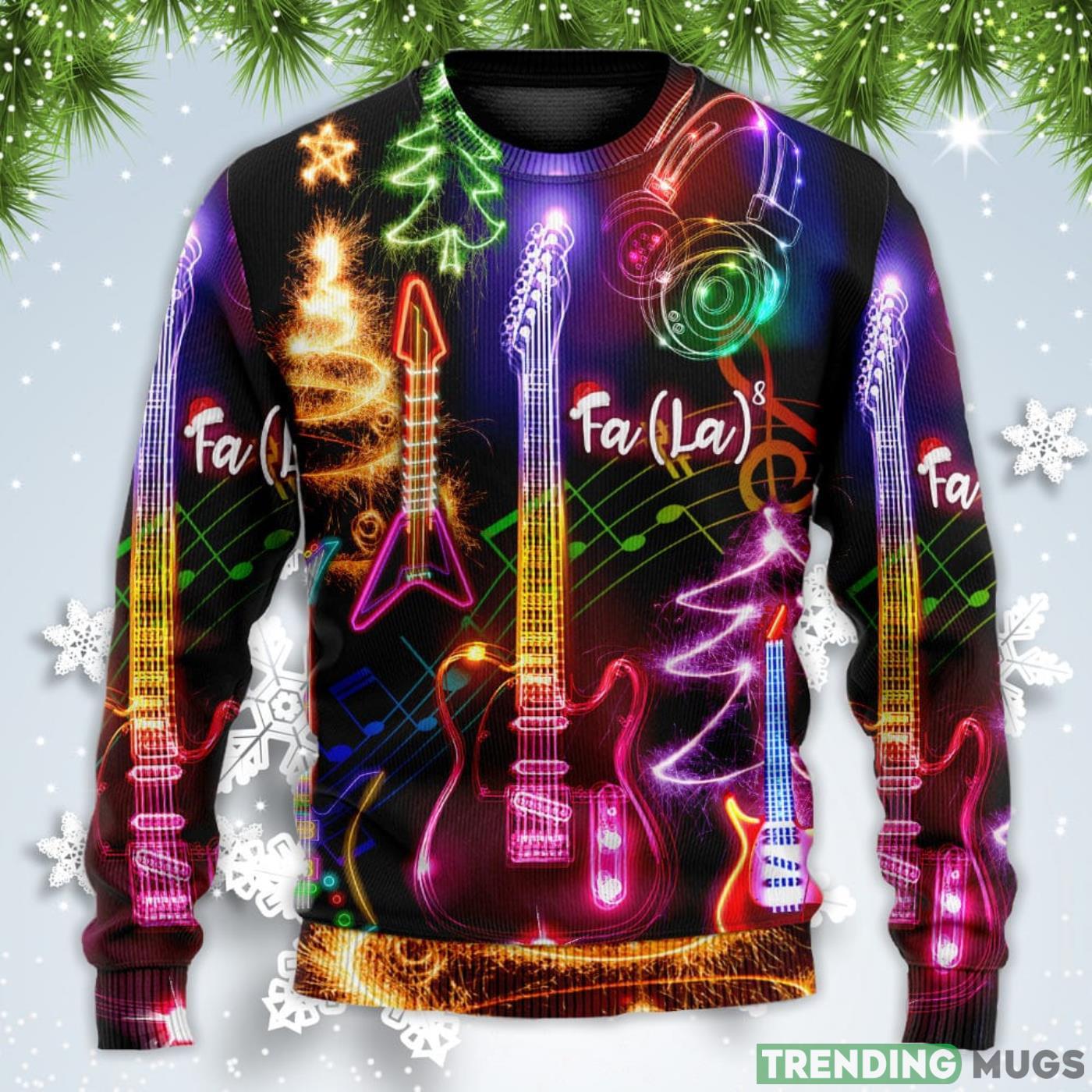 Guitar Tree Happy Glow Light Style Christmas Sweatshirt Sweater Sweater Guitar Tree Happy Glow Light Style Christmas Sweatshirt Sweater Sweater