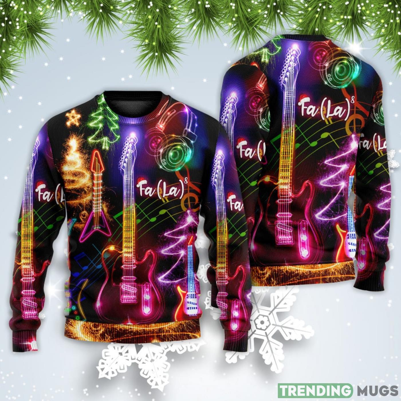 Guitar Tree Happy Glow Light Style Christmas Sweatshirt Sweater Sweater Guitar Tree Happy Glow Light Style Christmas Sweatshirt Sweater Sweater