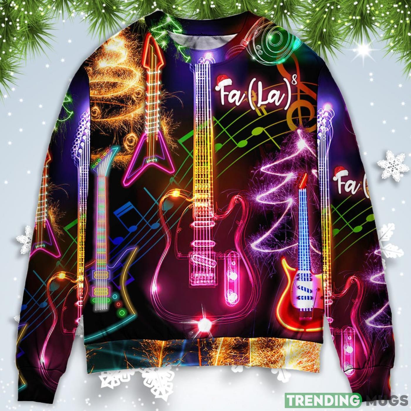 Guitar Tree Happy Glow Light Style Christmas Sweatshirt Sweater Product Photo 1 Guitar Tree Happy Glow Light Style Christmas Sweatshirt Sweater Product Photo 1