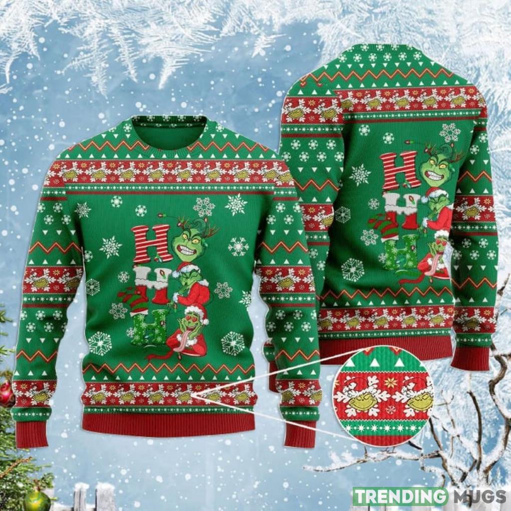Ho Ho Ho Grinch Ugly Christmas Sweaters Product Photo 1 Ho Ho Ho Grinch Ugly Christmas Sweaters Product Photo 1