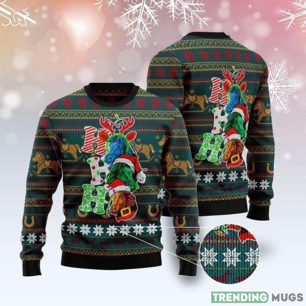 Ho Ho Ho Horse Lover Ugly Christmas Sweater Product Photo 1 Ho Ho Ho Horse Lover Ugly Christmas Sweater Product Photo 1