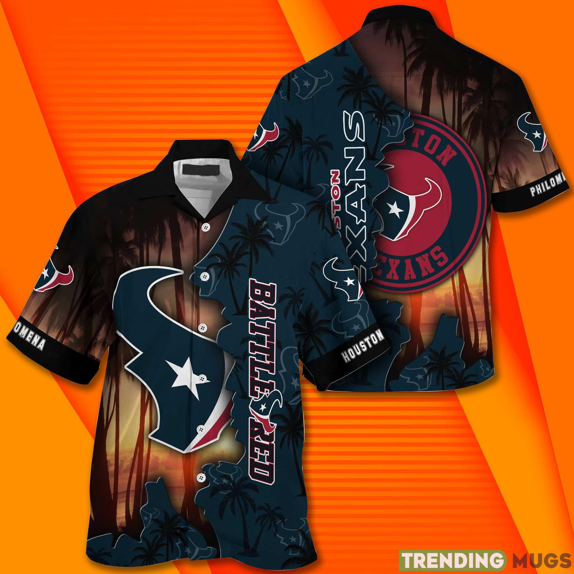 Houston Texans NF And Tropical Pattern Custom Name Hawaiian Shirt Hawaiian Shirt Houston Texans NF And Tropical Pattern Custom Name Hawaiian Shirt Hawaiian Shirt