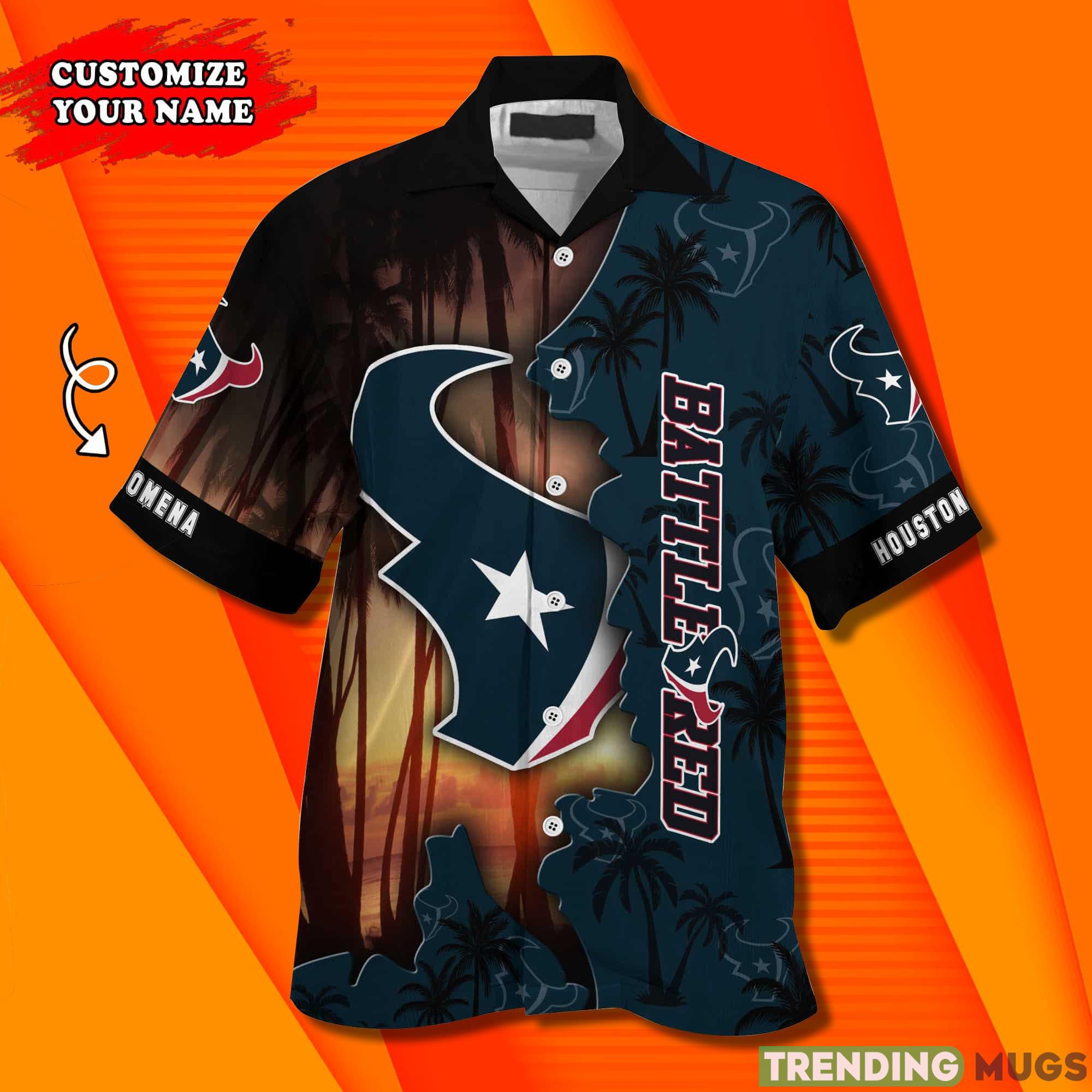 Houston Texans NF And Tropical Pattern Custom Name Hawaiian Shirt Hawaiian Shirt Houston Texans NF And Tropical Pattern Custom Name Hawaiian Shirt Hawaiian Shirt