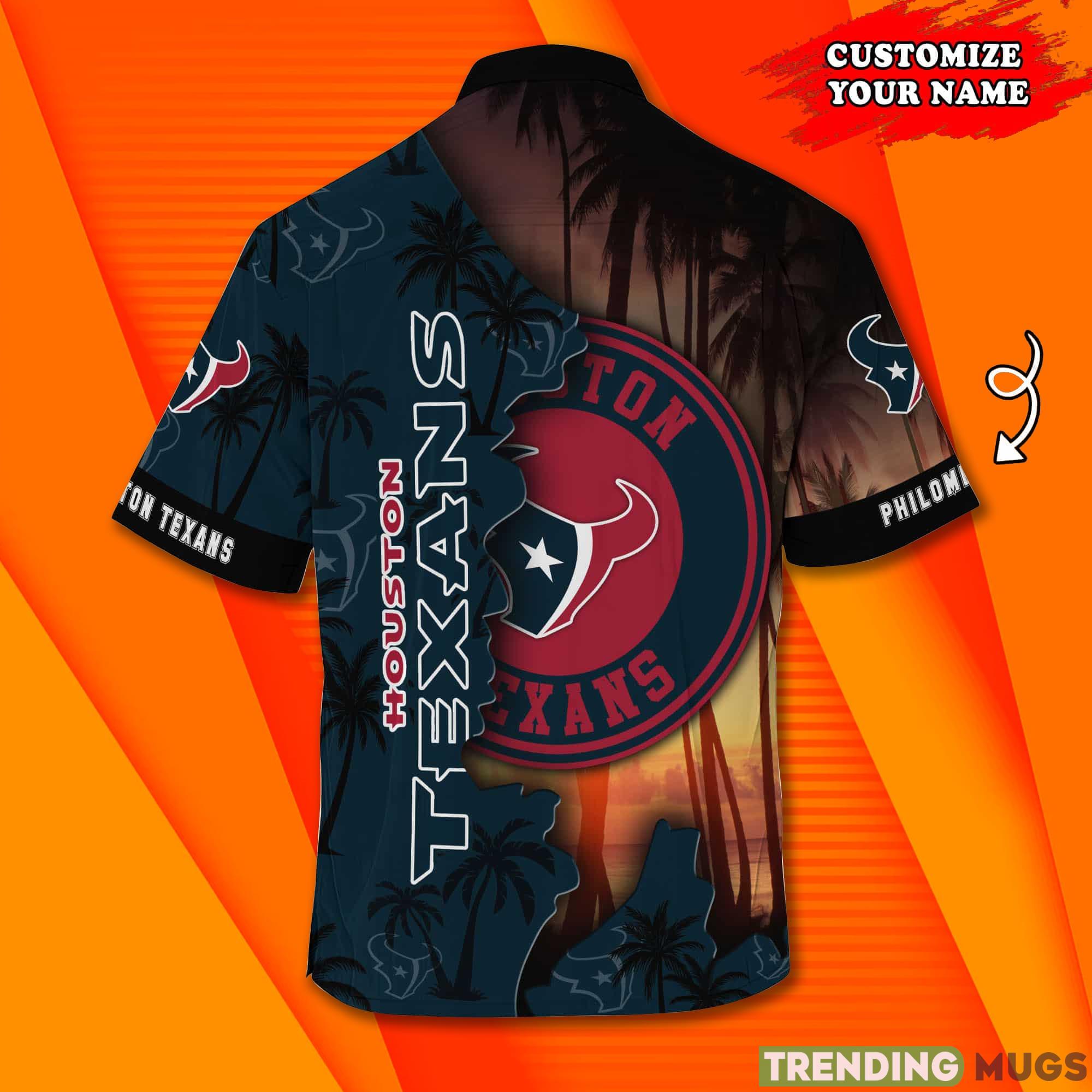 Houston Texans NF And Tropical Pattern Custom Name Hawaiian Shirt Product Photo 1 Houston Texans NF And Tropical Pattern Custom Name Hawaiian Shirt Product Photo 1
