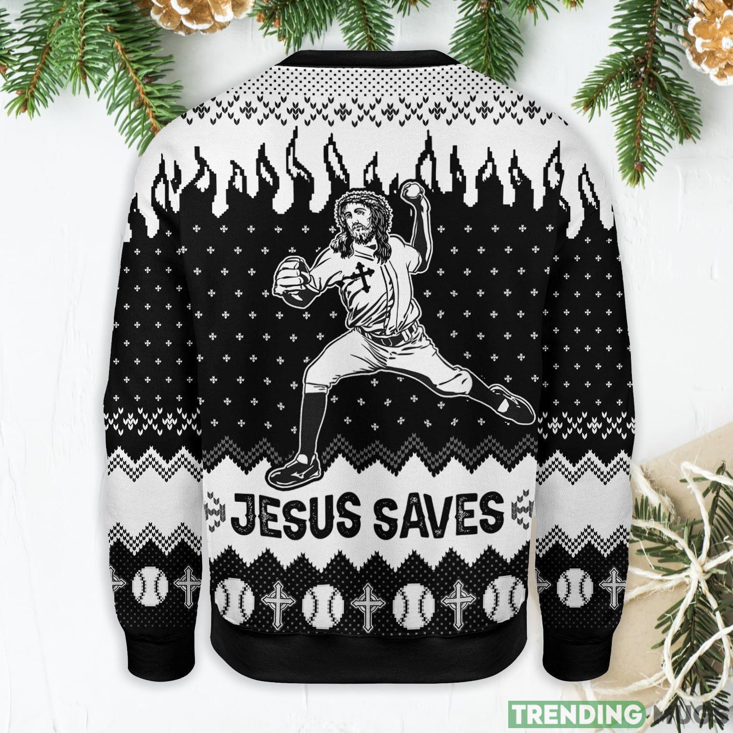 Jesus Saves Baseball Ugly Christmas Sweater Sweater Jesus Saves Baseball Ugly Christmas Sweater Sweater