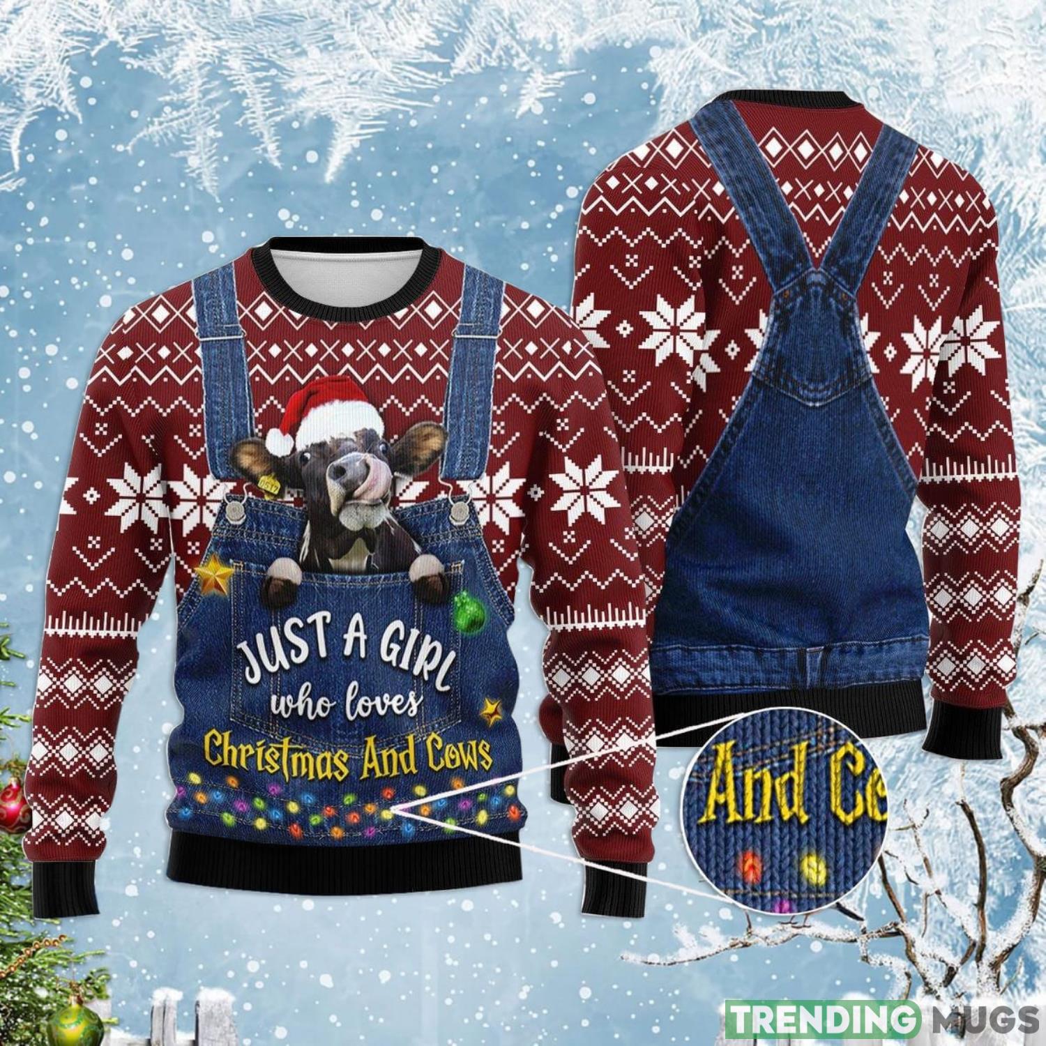 Just a Girl Who Loves Cow Ugly Christmas Sweater Sweater Just a Girl Who Loves Cow Ugly Christmas Sweater Sweater