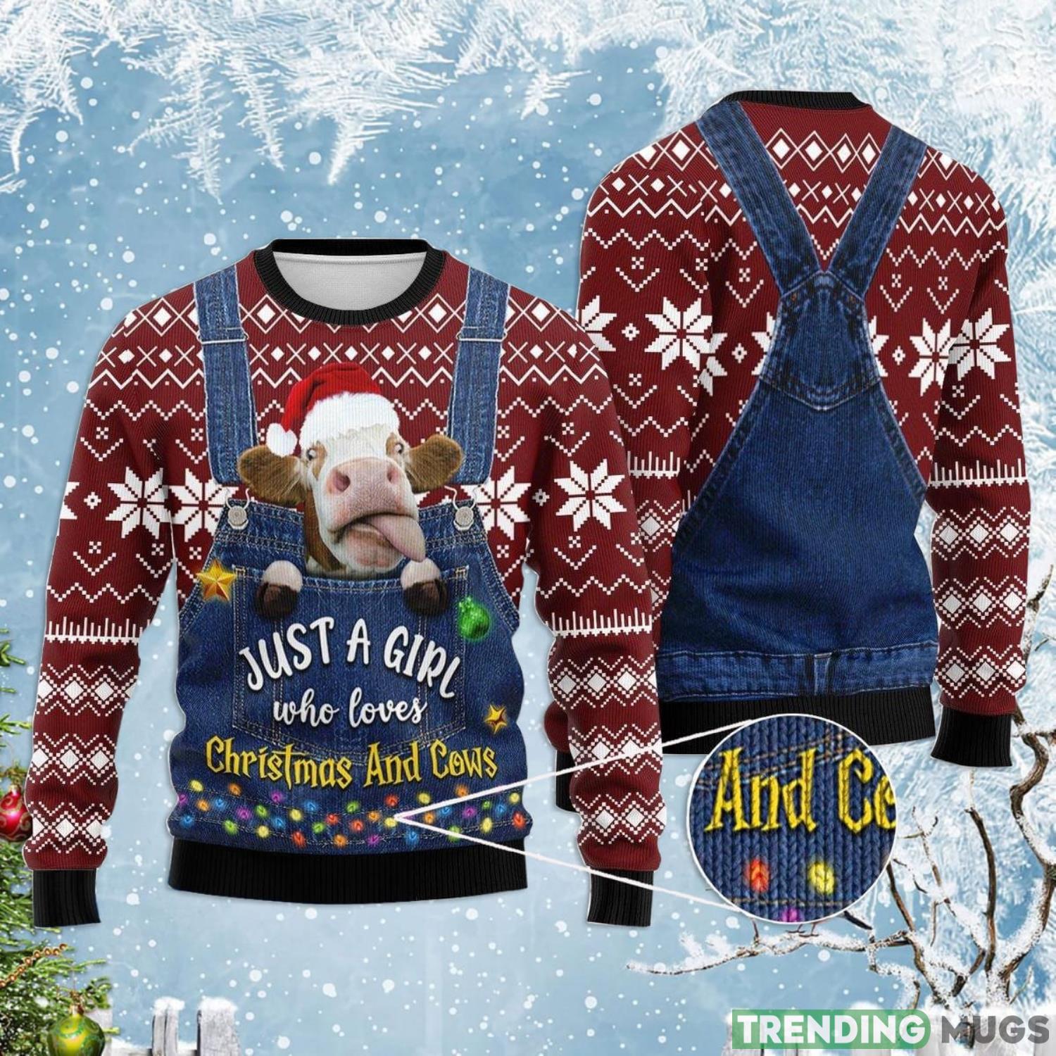 Just a Girl Who Loves Cow Ugly Christmas Sweater Product Photo 1 Just a Girl Who Loves Cow Ugly Christmas Sweater Product Photo 1
