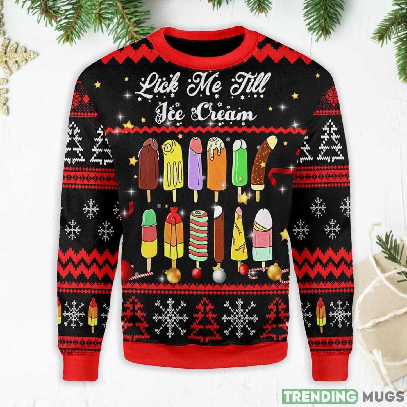 Lick Me Till Ice Cream Ugly Christmas Sweater Product Photo 1