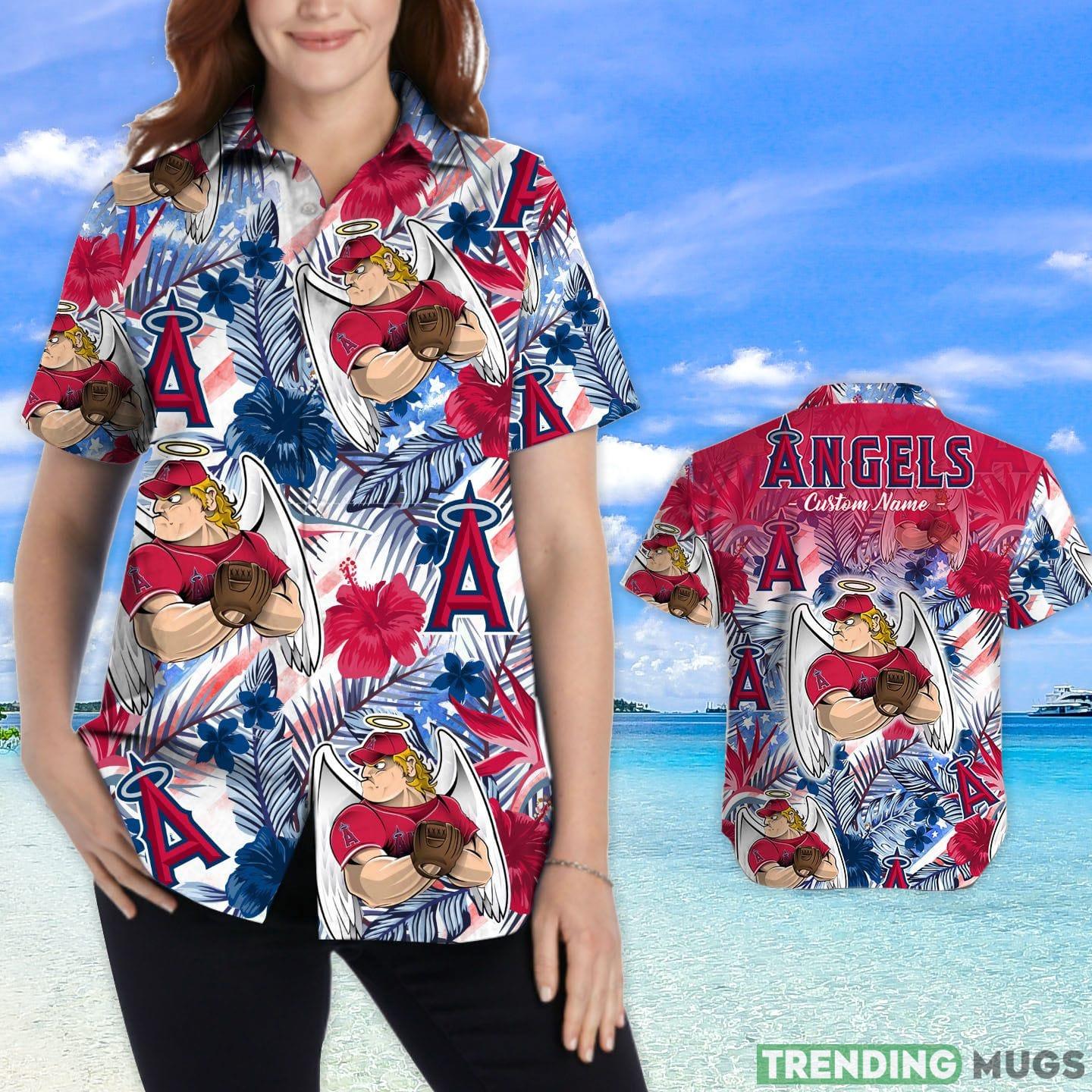Los Angeles Angels Tropical Floral Custom Name Aloha Hawaiian Shirt Hawaiian Shirt Los Angeles Angels Tropical Floral Custom Name Aloha Hawaiian Shirt Hawaiian Shirt