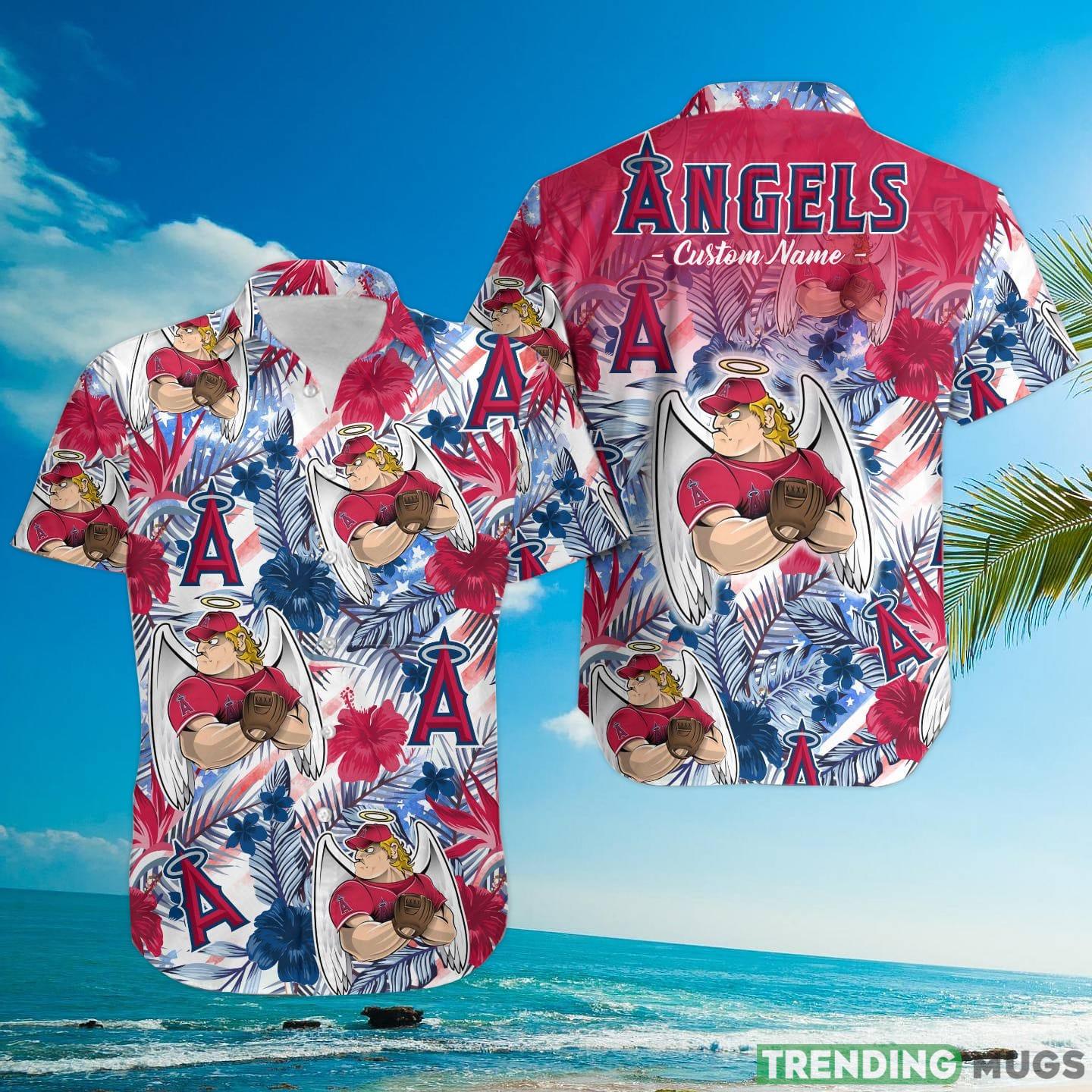 Los Angeles Angels Tropical Floral Custom Name Aloha Hawaiian Shirt Hawaiian Shirt Los Angeles Angels Tropical Floral Custom Name Aloha Hawaiian Shirt Hawaiian Shirt
