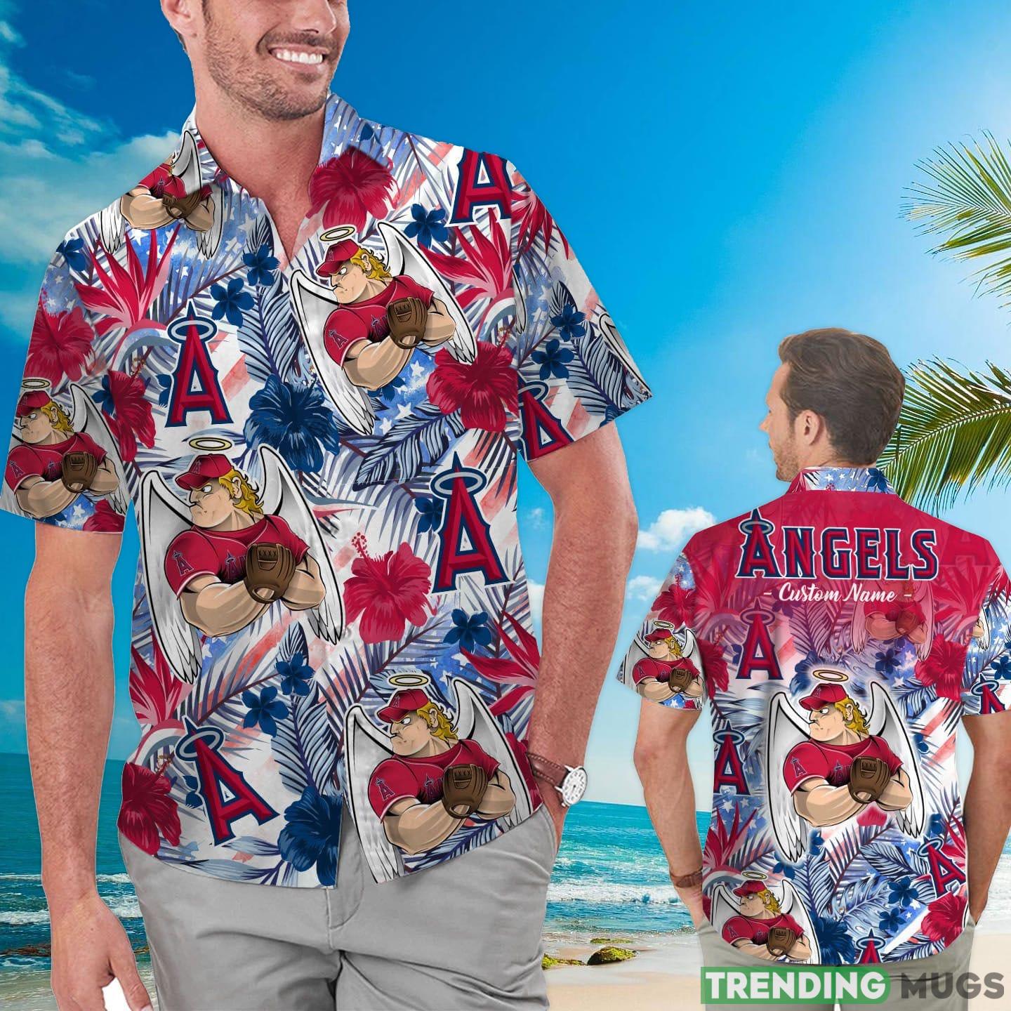 Los Angeles Angels Tropical Floral Custom Name Aloha Hawaiian Shirt Product Photo 1 Los Angeles Angels Tropical Floral Custom Name Aloha Hawaiian Shirt Product Photo 1